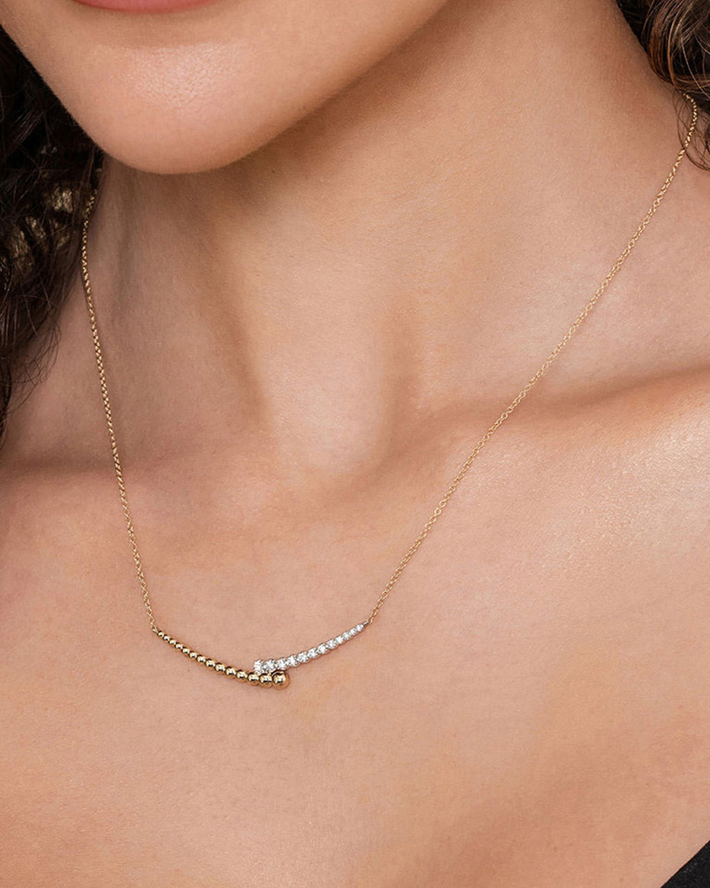 Diamond & 14k Gold Bujukan Bar Necklace
