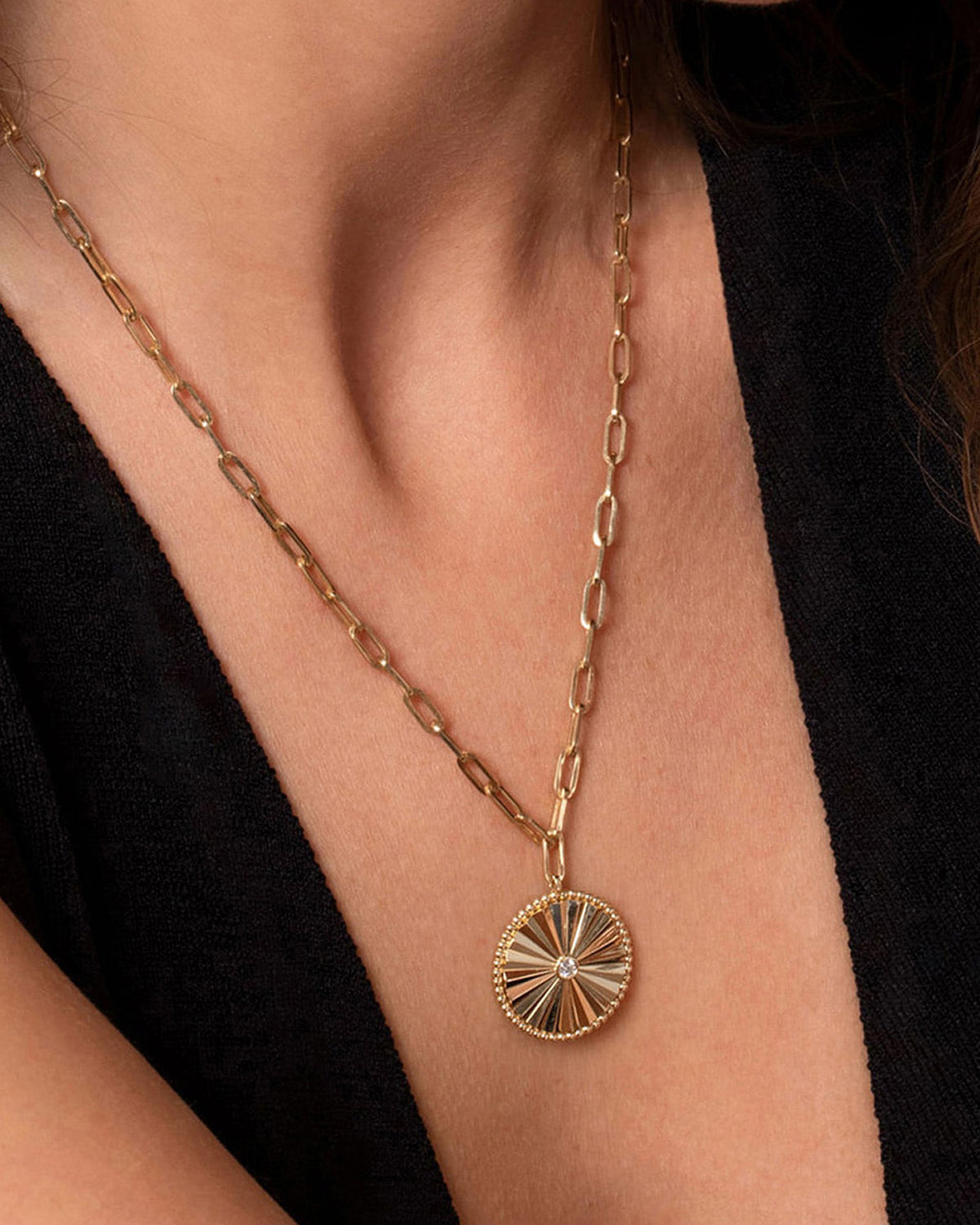 Diamond & 14k Gold Bujukan Medallion Necklace
