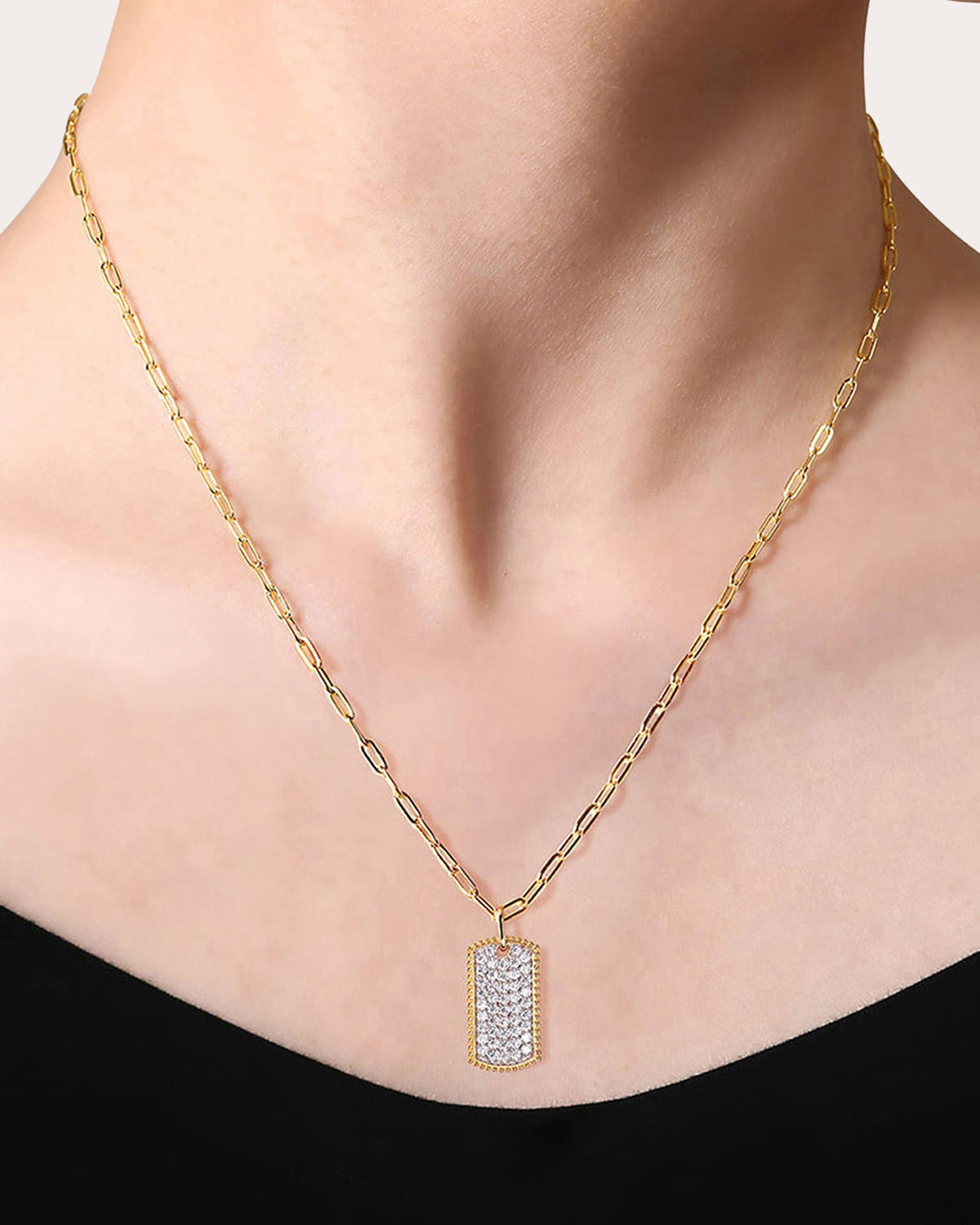 Diamond & 14k Gold Bujukan Dog Tag Necklace