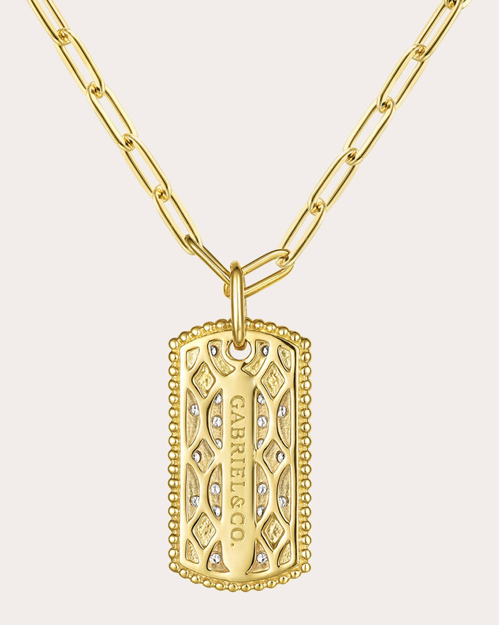 Diamond & 14k Gold Bujukan Dog Tag Necklace