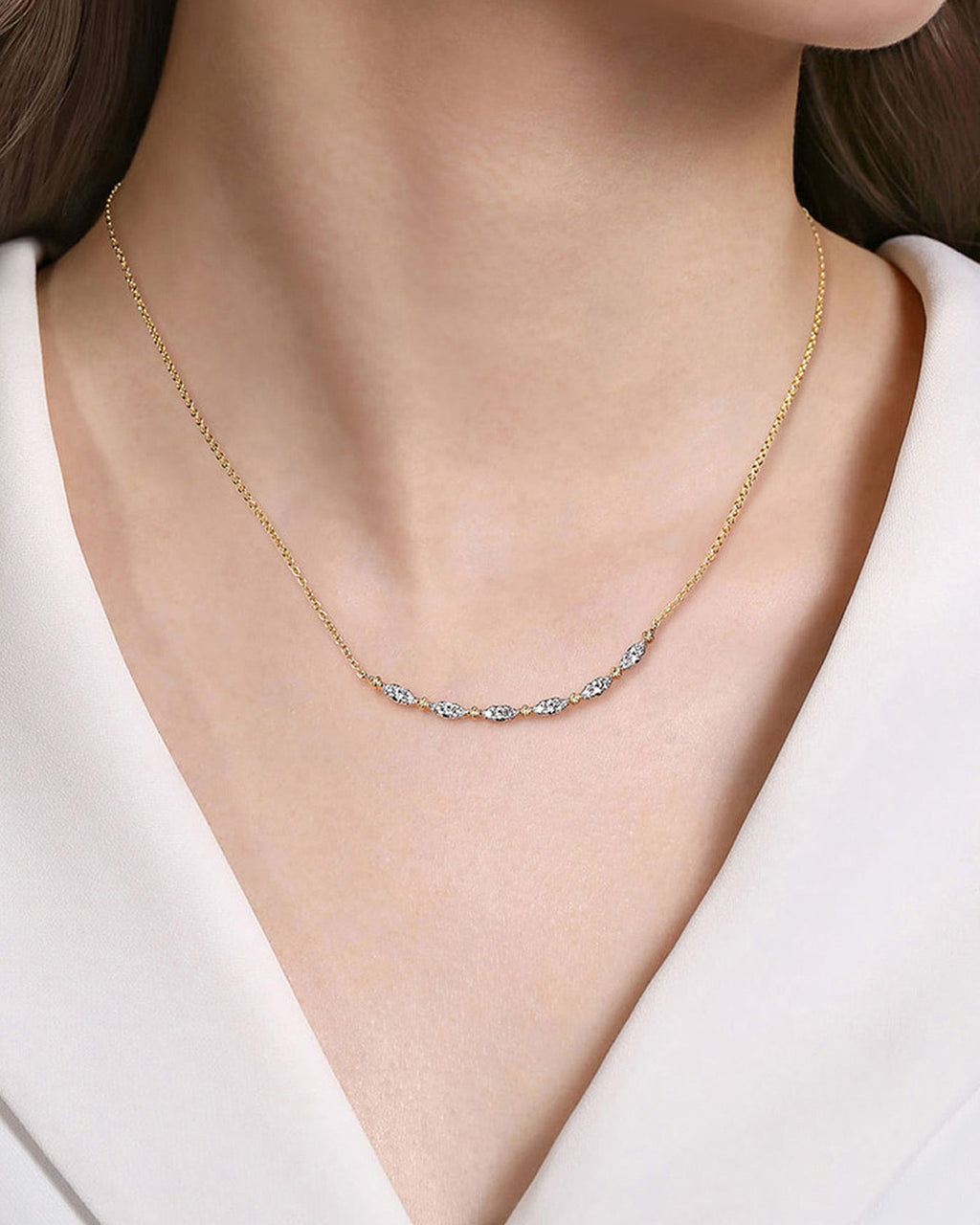 Diamond & 14k Gold Bujukan Marquise Necklace