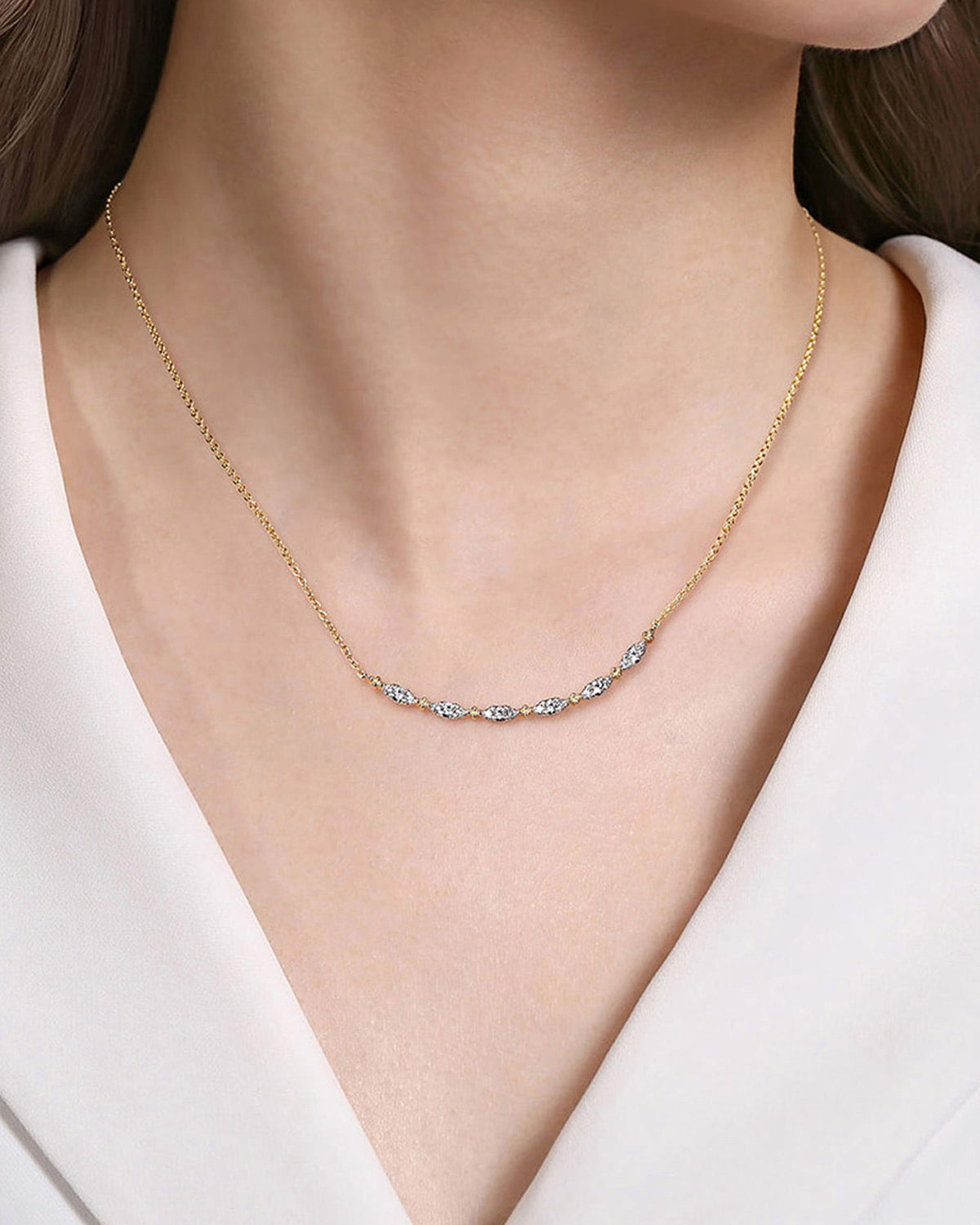 Diamond & 14k Gold Bujukan Marquise Necklace