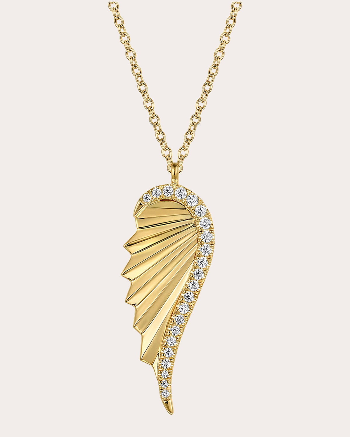 Diamond & 14k Gold Wing Pendant Necklace