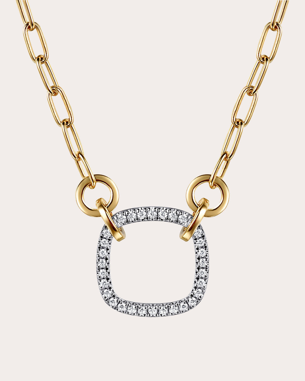Diamond & 14k Gold Paperclip Pendant Necklace