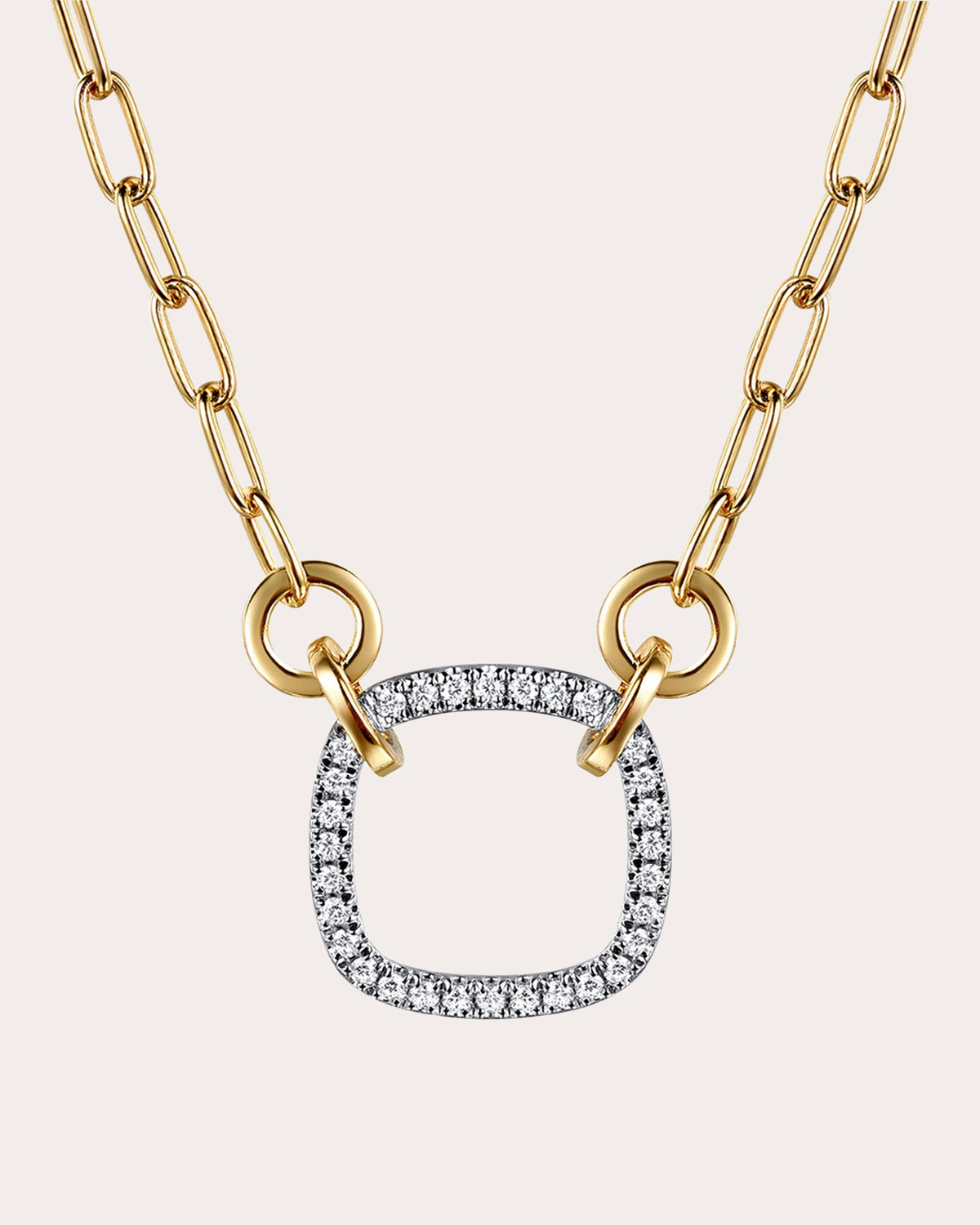 Diamond & 14k Gold Paperclip Pendant Necklace