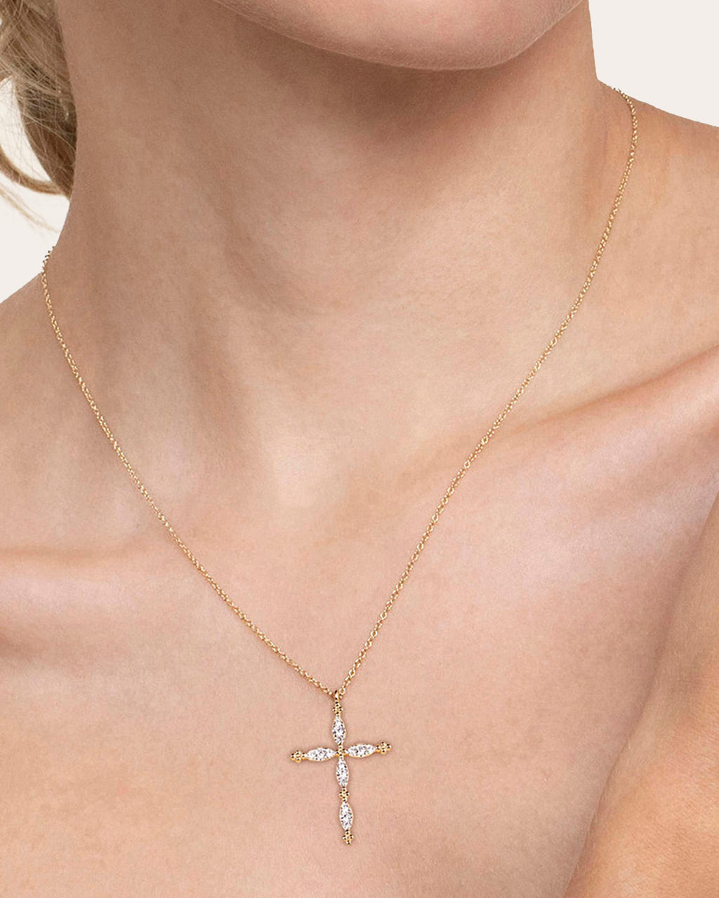 Diamond & 14k Gold Bujukan Cross Necklace