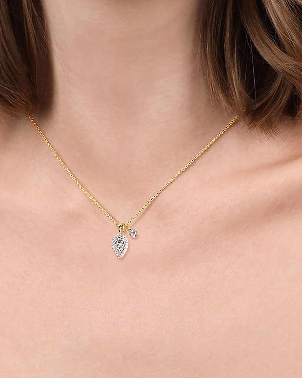Diamond & 14k Gold Bujukan Teardrop Necklace