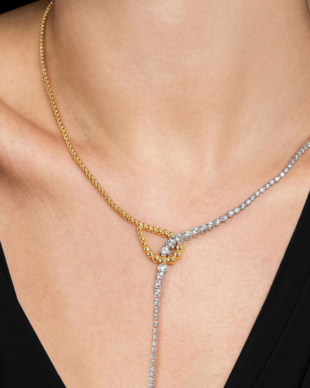 Diamond & 14k Gold Bujukan Lariat Necklace