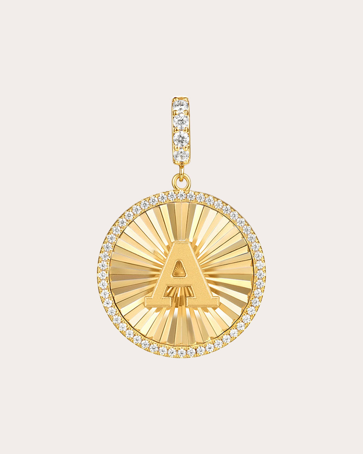 Diamond & 14k Gold A Initial Medallion