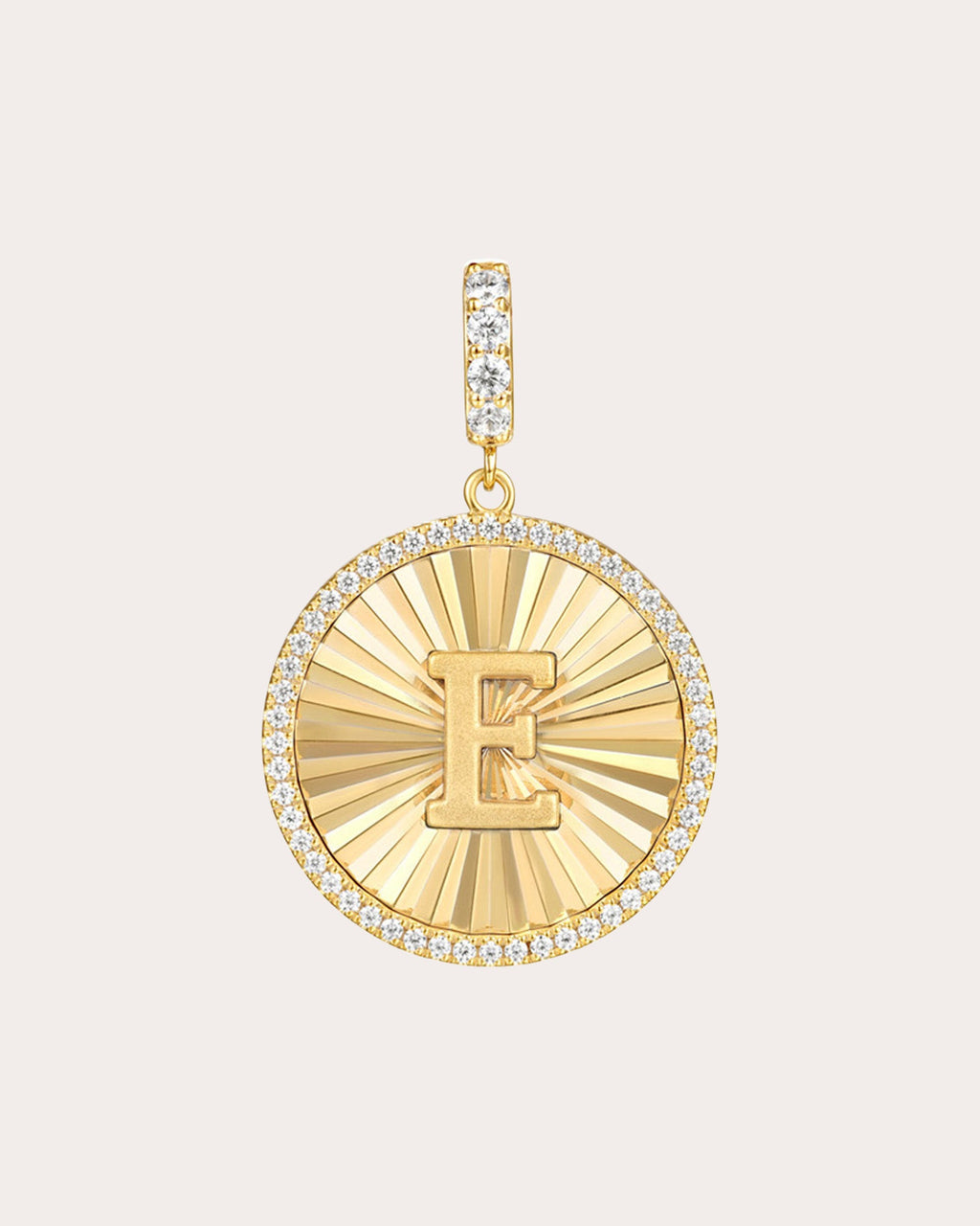 Diamond & 14k Gold E Initial Medallion