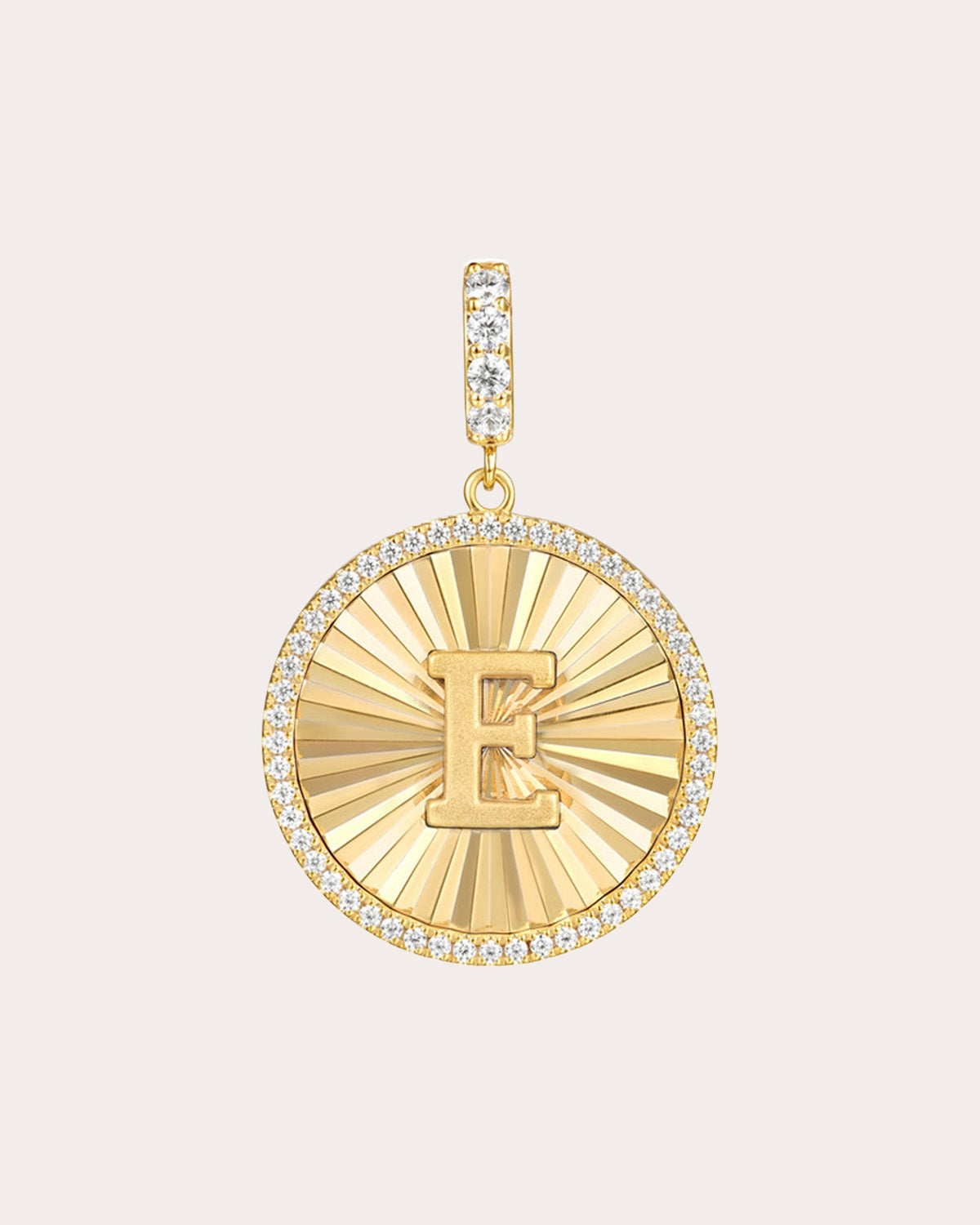 Diamond & 14k Gold E Initial Medallion