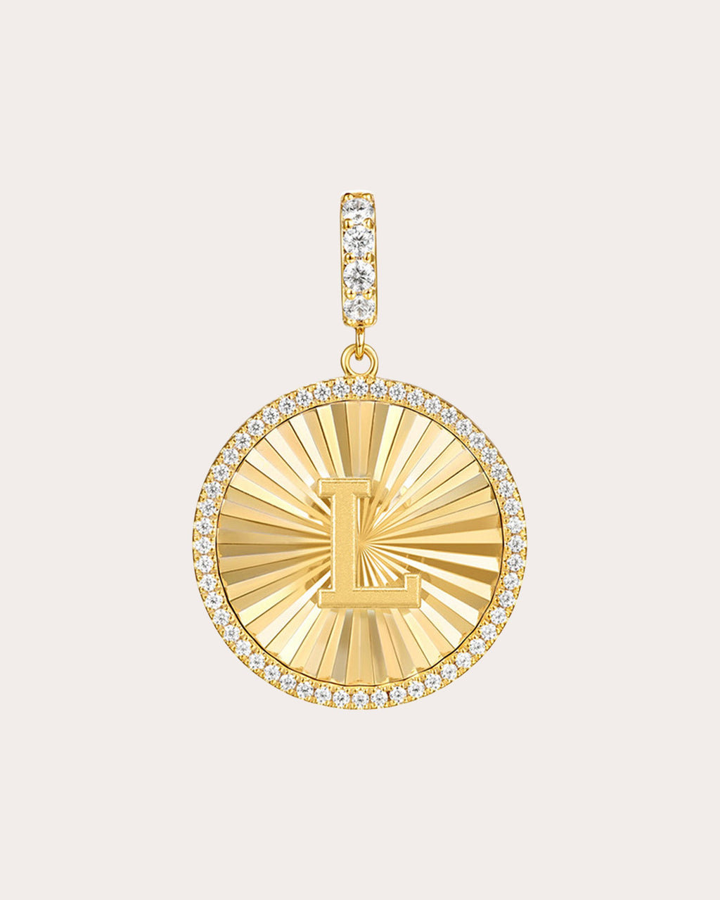 Diamond & 14k Gold L Initial Medallion