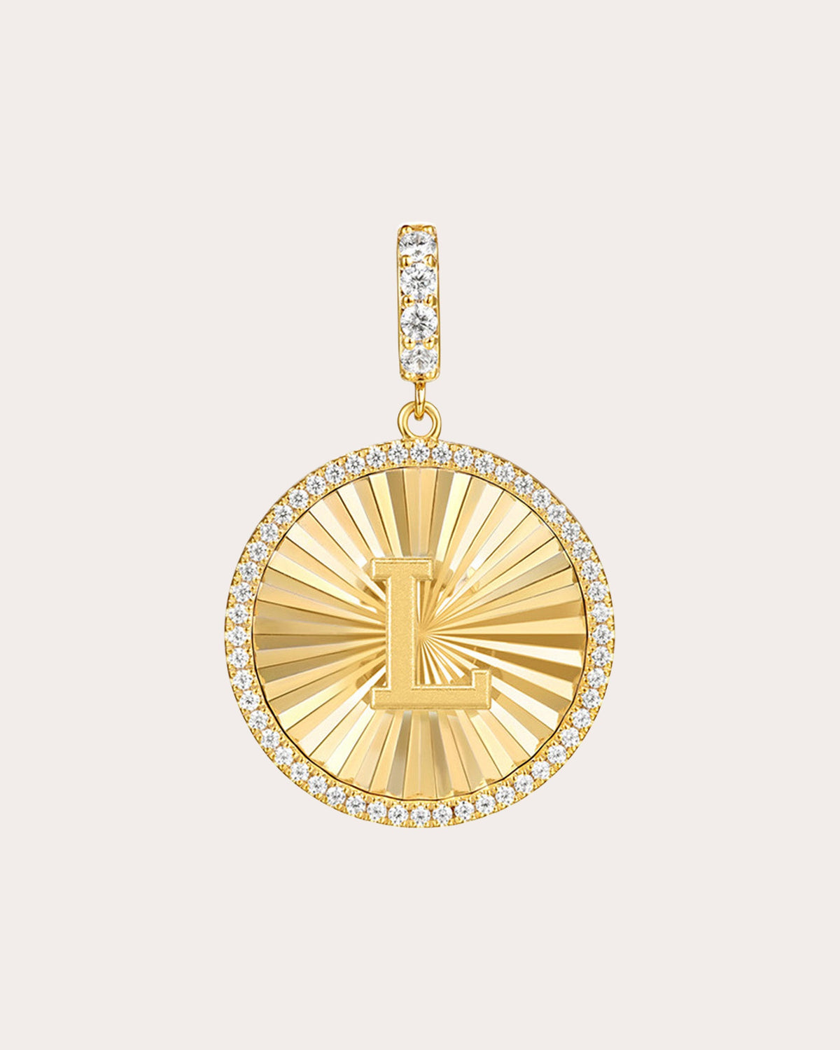 Diamond & 14k Gold L Initial Medallion