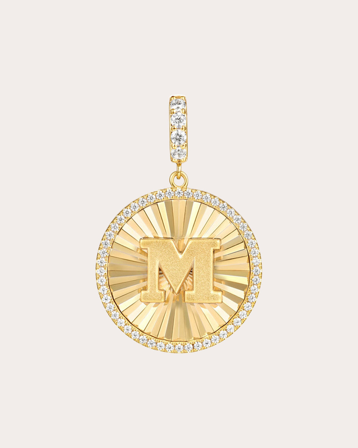 Diamond & 14k Gold M Initial Medallion
