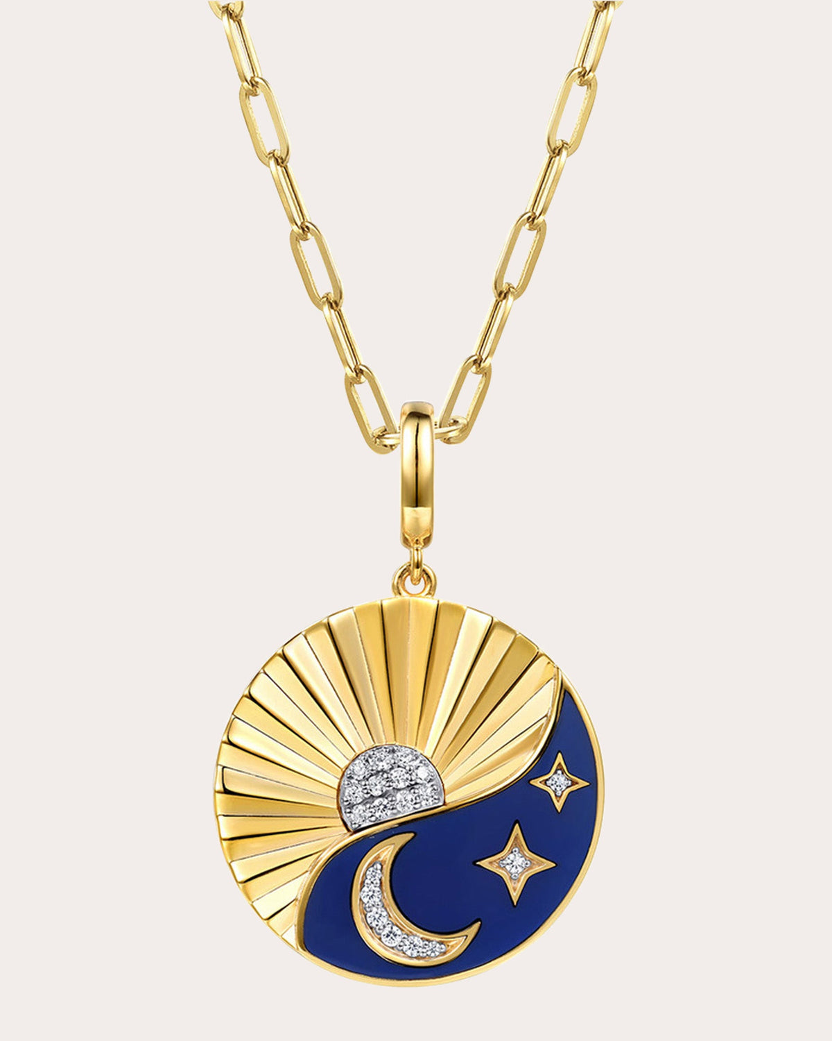 Diamond & 14k Gold Celestial Medallion
