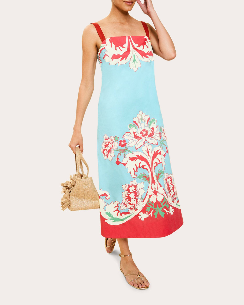 Galena Floral Poplin Column Midi Dress