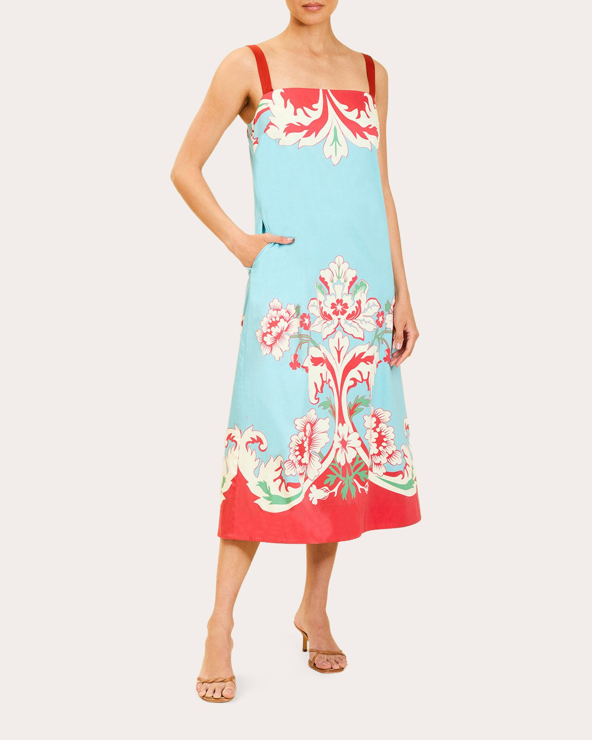 Galena Floral Poplin Column Midi Dress
