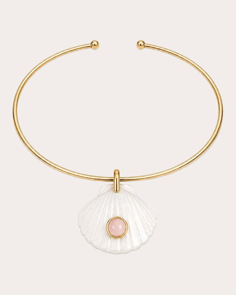 Rose Quartz Shelly Choker Necklace