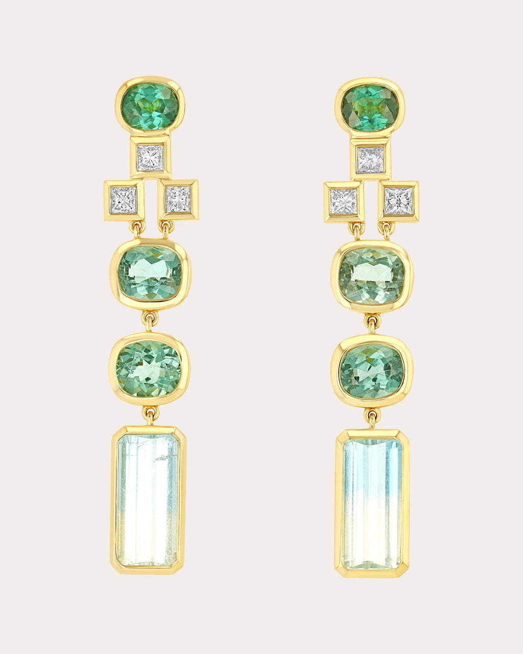 Tourmaline & Diamond 18k Gold Gleam Drop Earrings