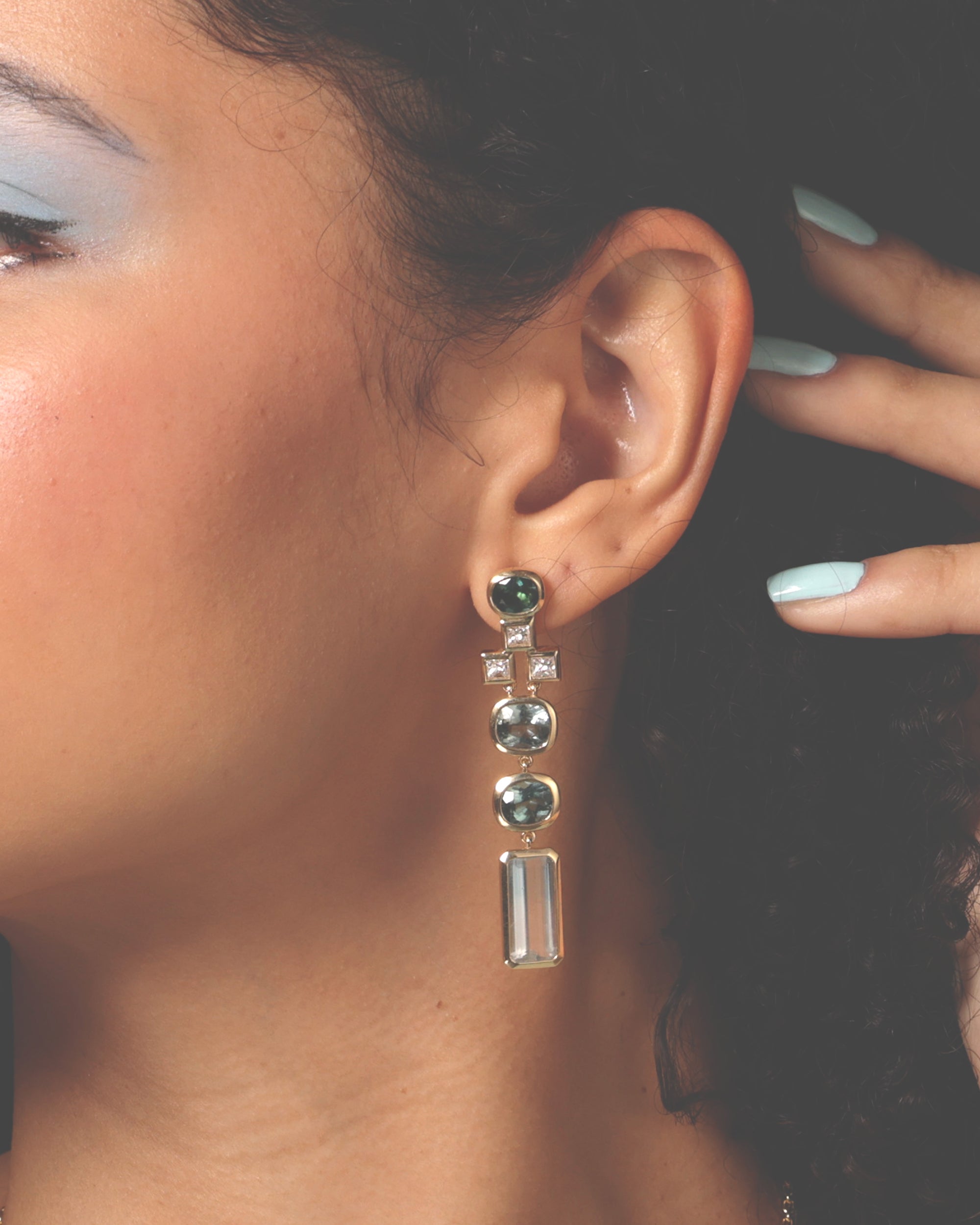 Tourmaline & Diamond 18k Gold Gleam Drop Earrings