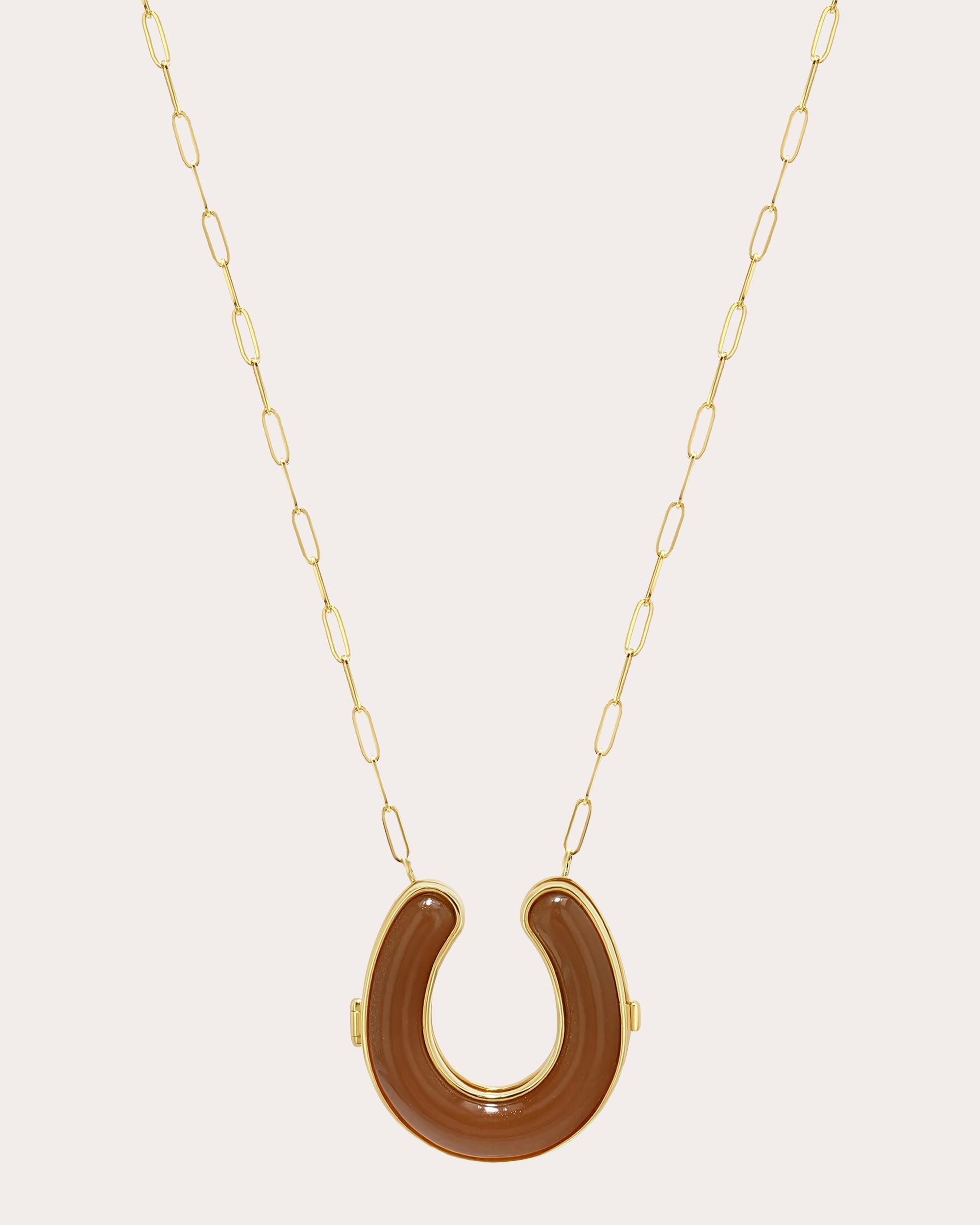Brown Moonstone & Diamond Good Luck Locket Necklace