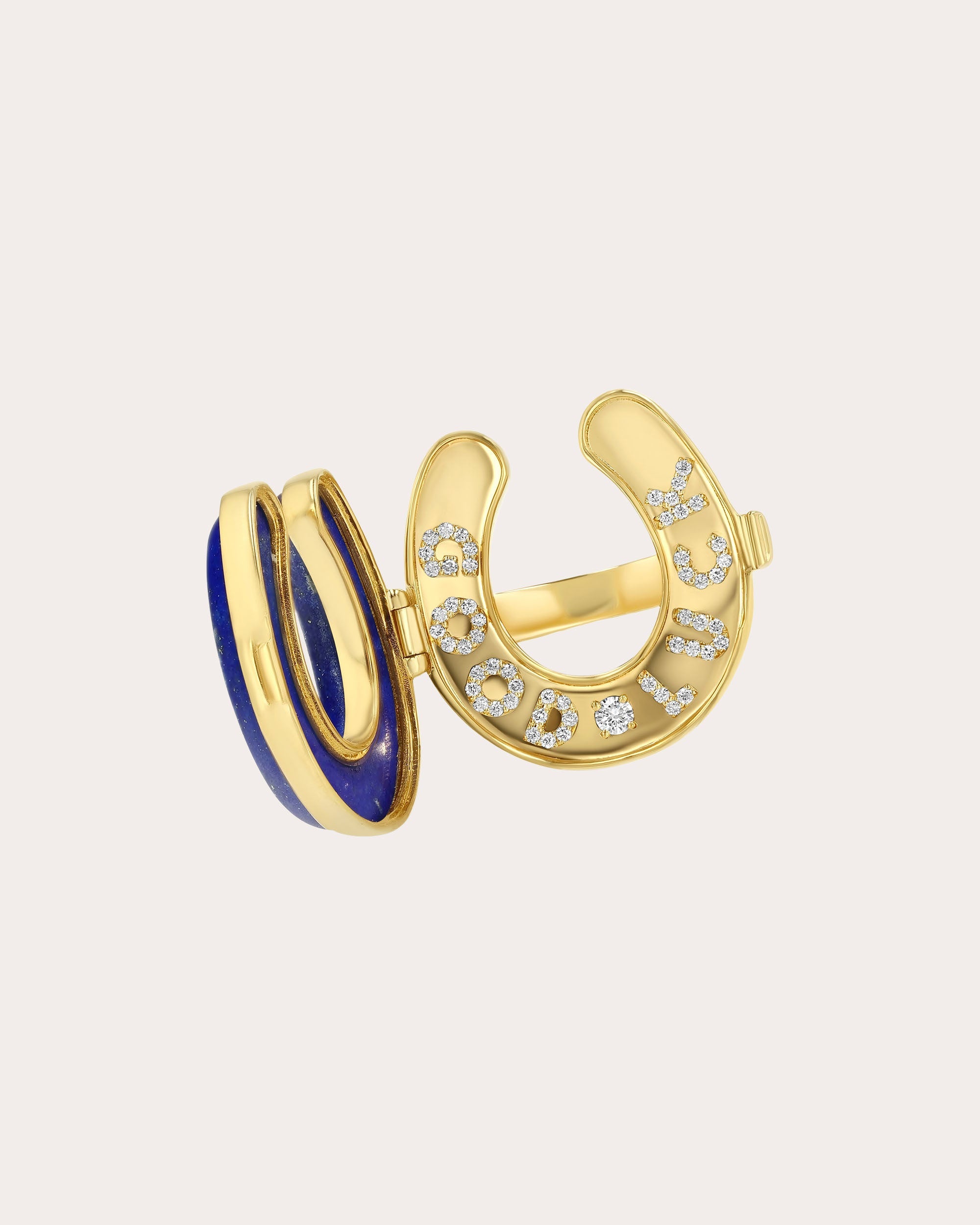Lapis Lazuli & Diamond Good Luck Locket Ring