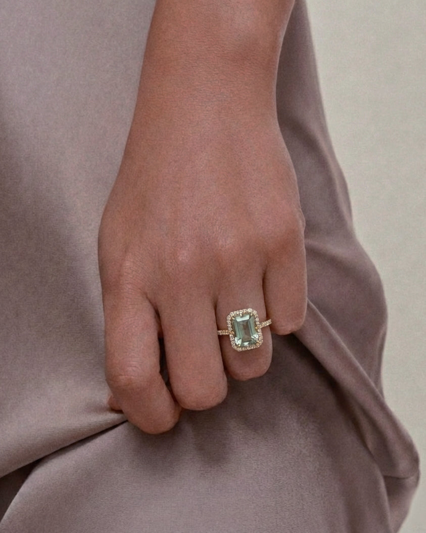 Prasiolite & Diamond Gossip Ring