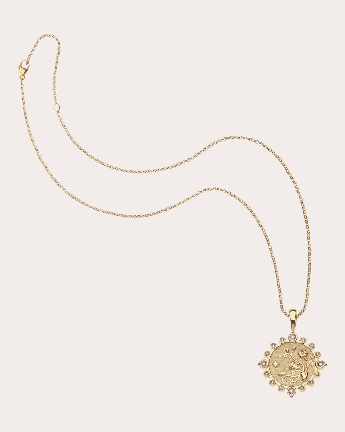 Amethyst & Tanzanite GRACE Petite Coin Necklace