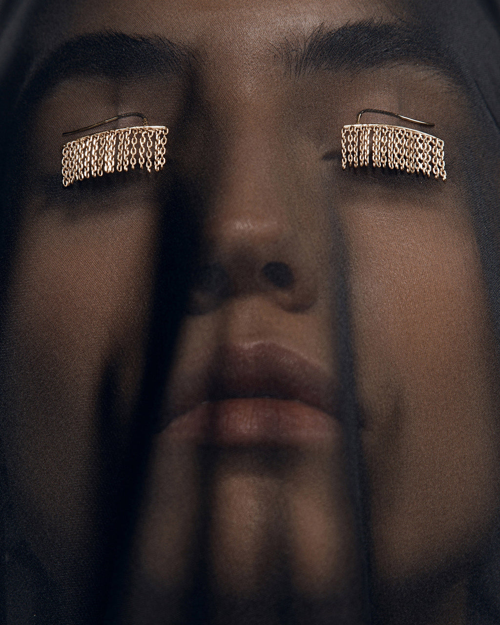 18k Gold Short Chainfall Ear Climbers