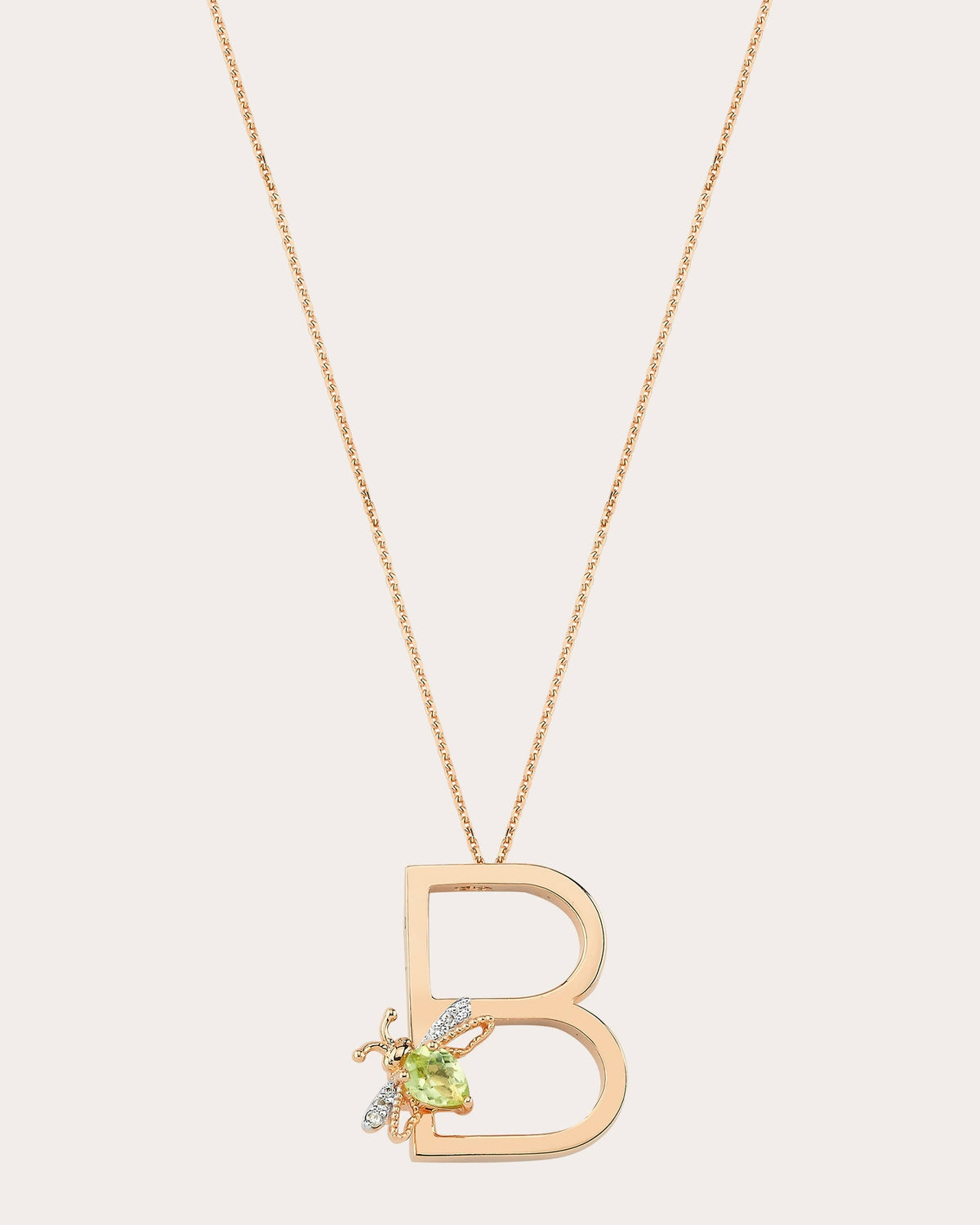 Peridot & Diamond Letter B Pendant Necklace
