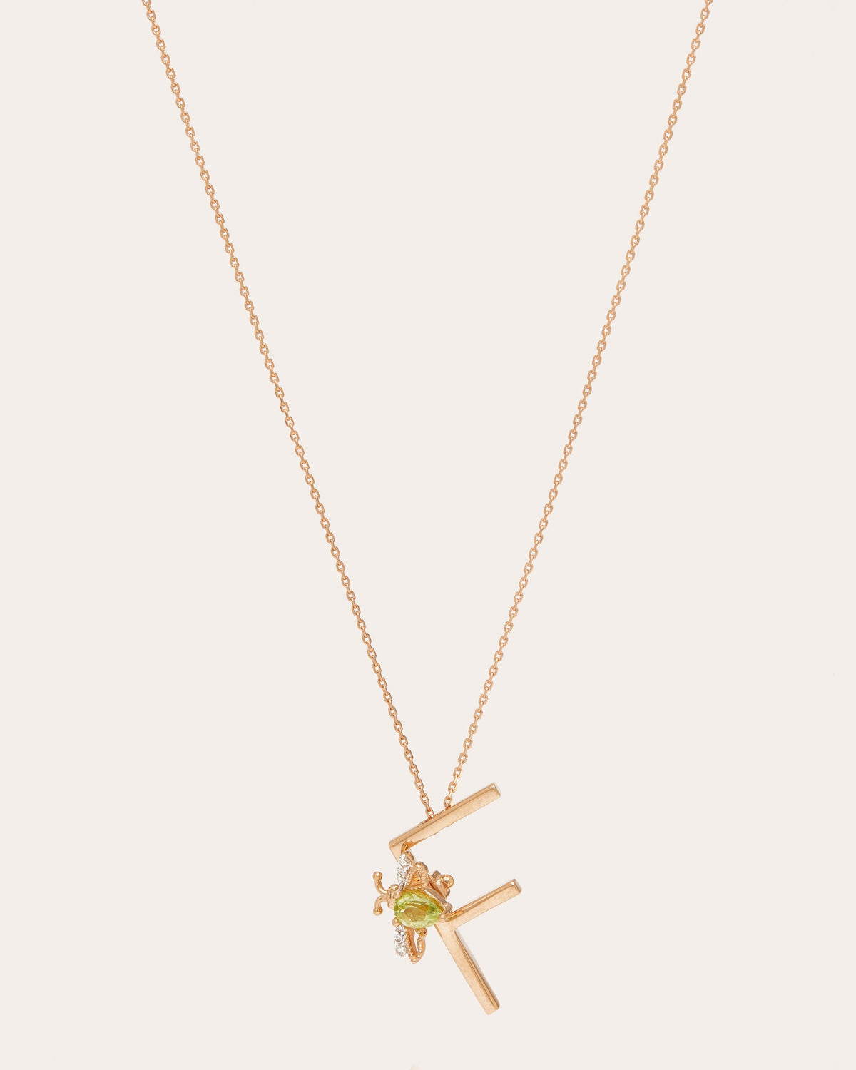 Peridot & Diamond Letter F Pendant Necklace