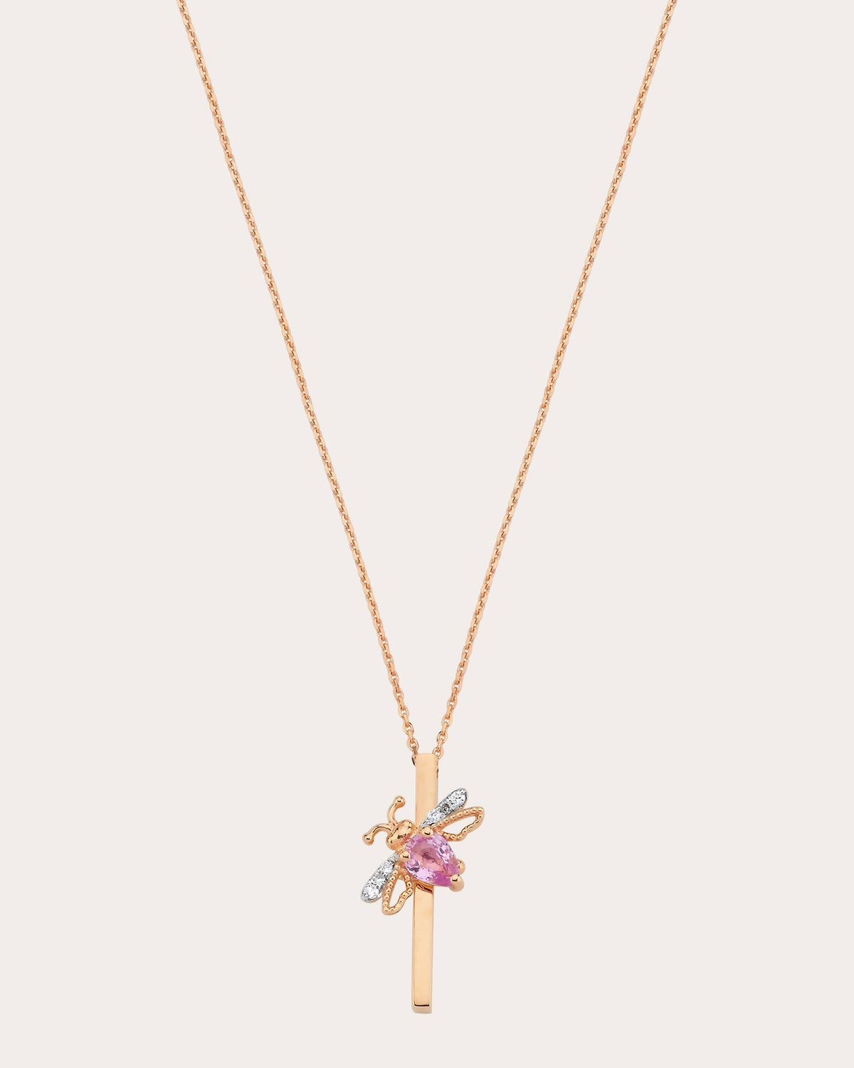 Pink Sapphire Letter I Pendant Necklace