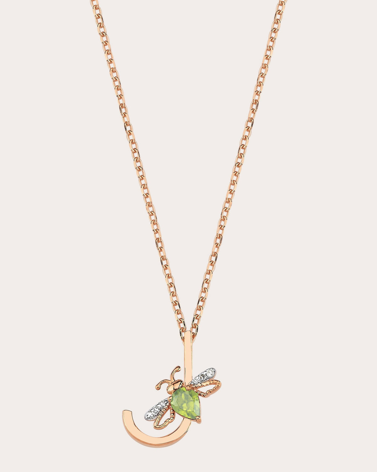 Peridot & Diamond Letter J Pendant Necklace