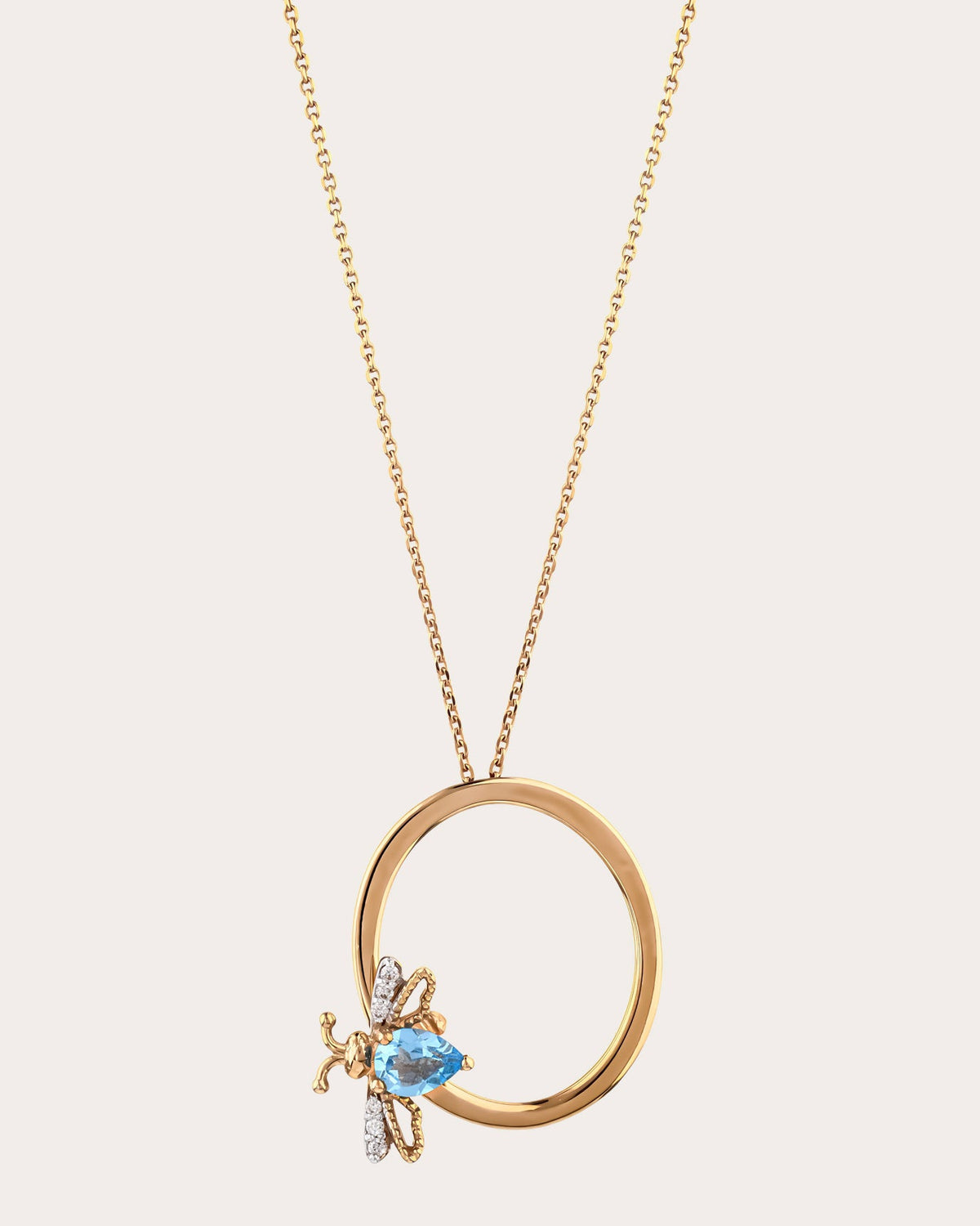 Blue Topaz Letter O Pendant Necklace