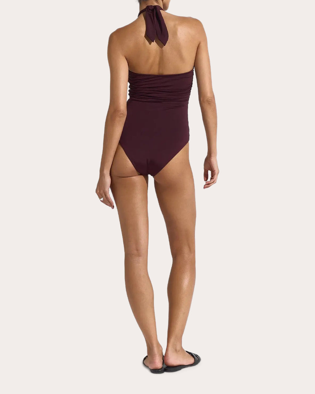 Helio Ruched Cutout Halter One-Piece