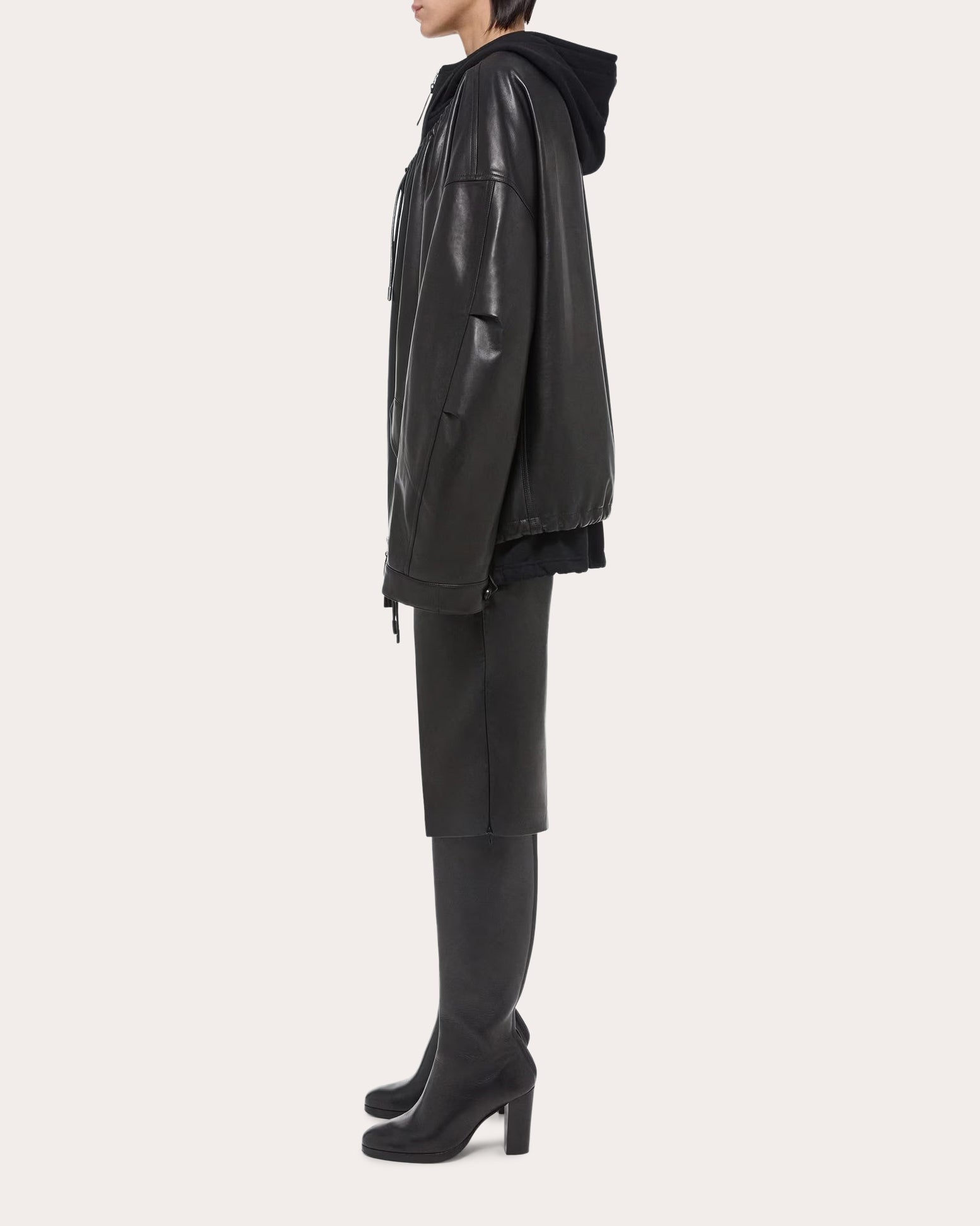 Ruched Leather Jacket
