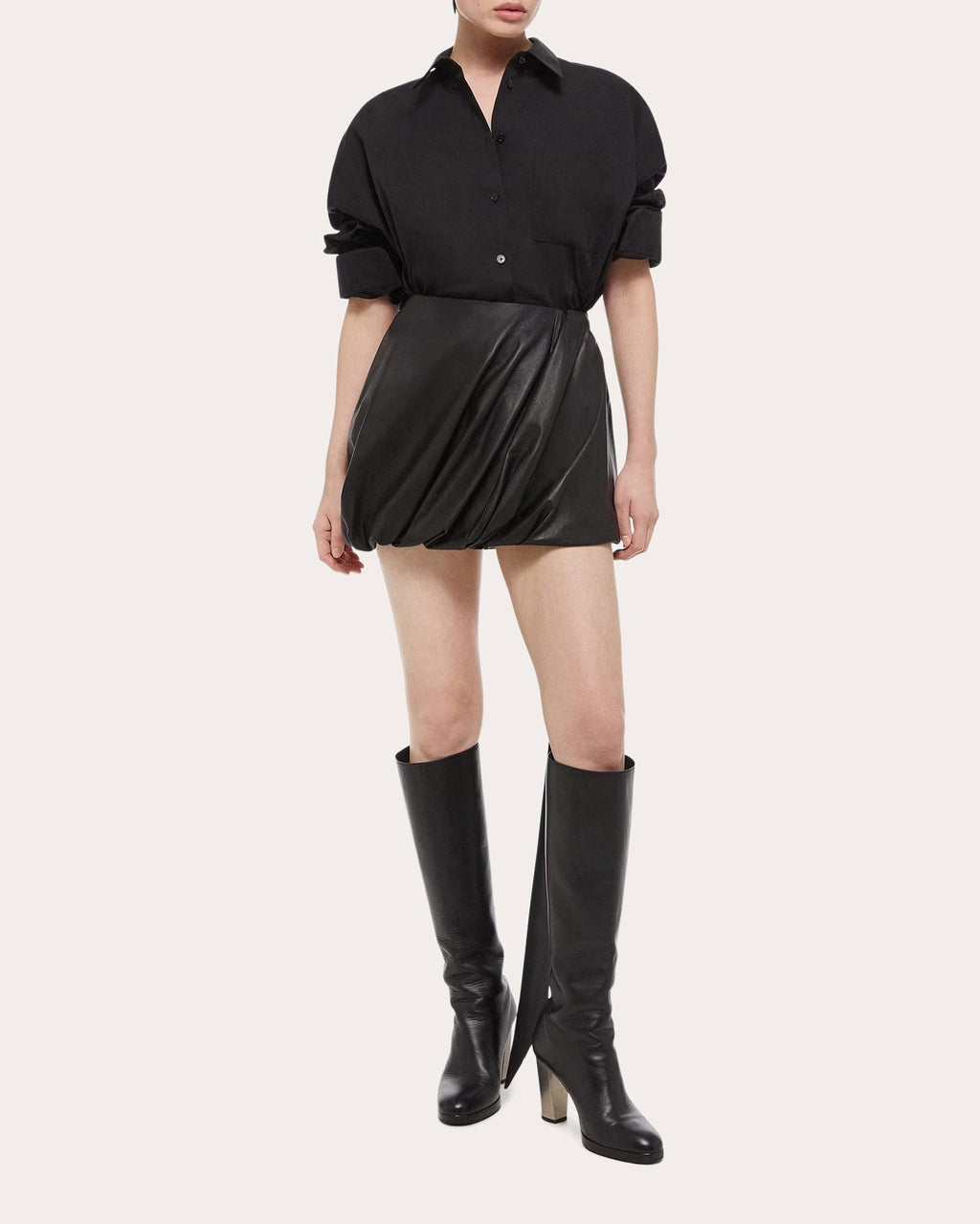 Leather Bubble Mini Skirt