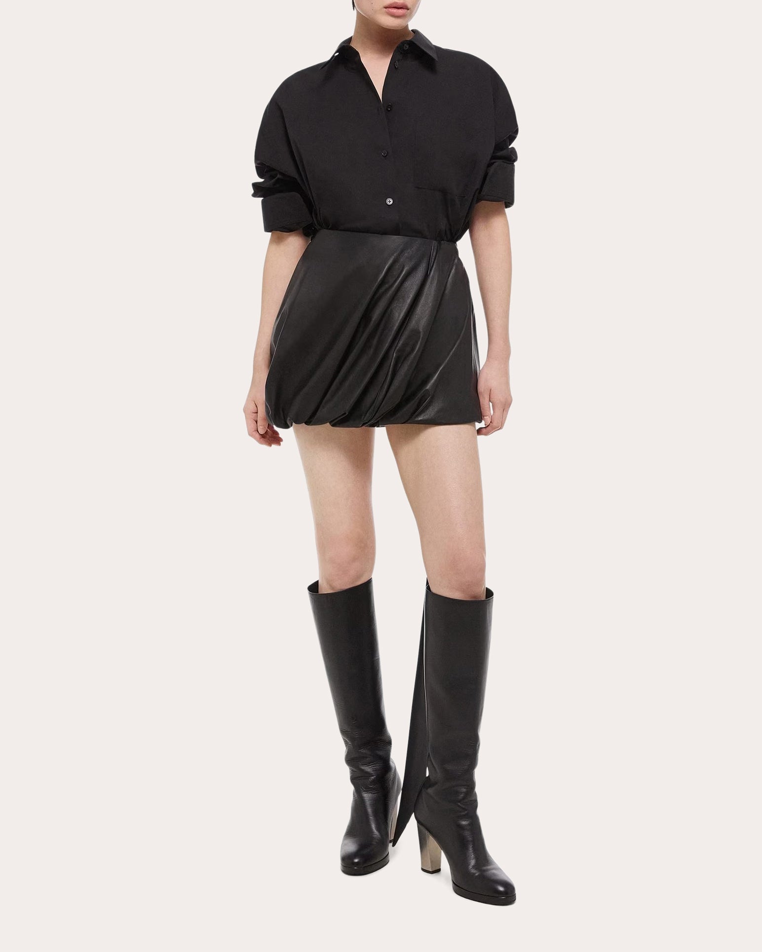 Leather Bubble Mini Skirt