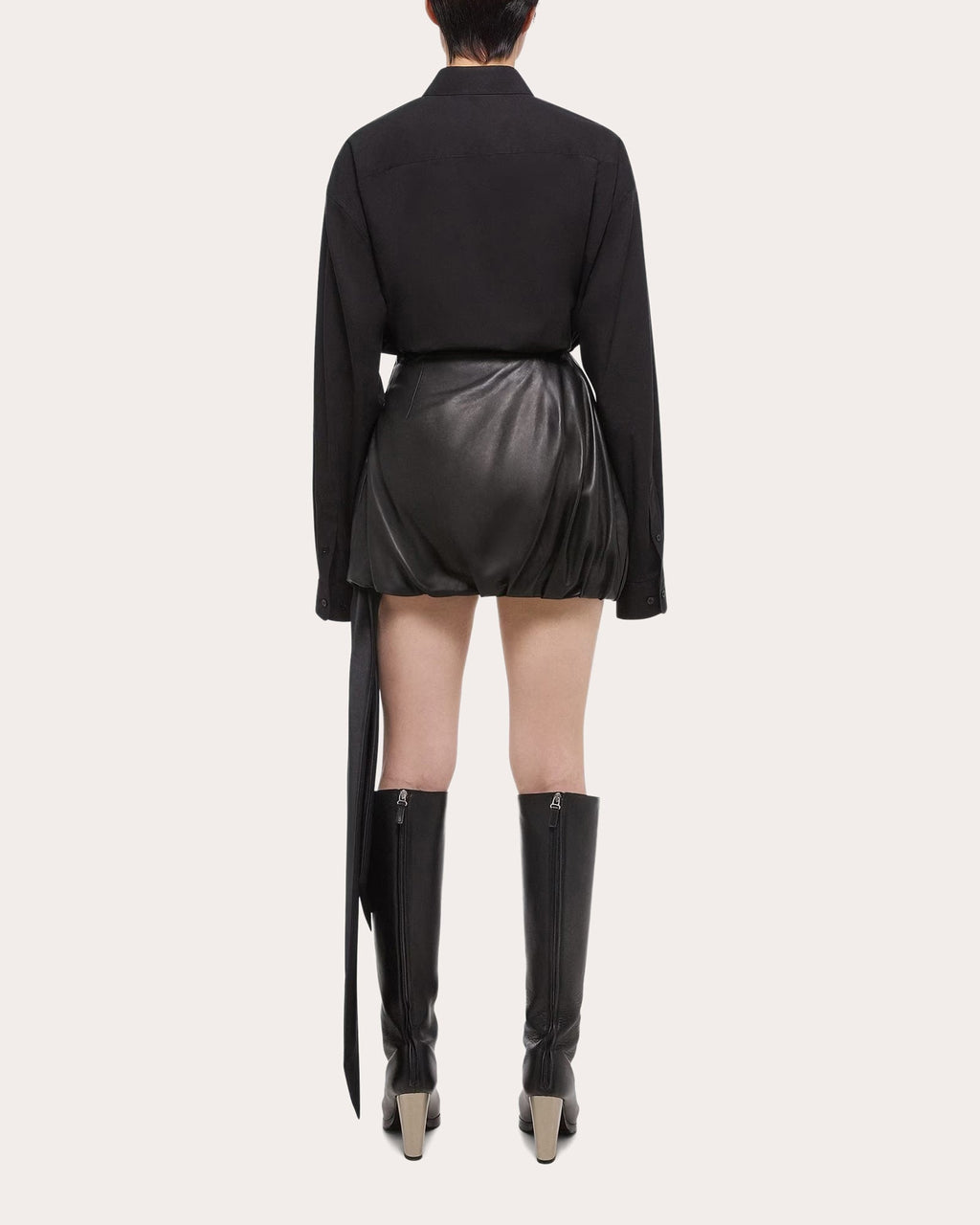 Leather Bubble Mini Skirt