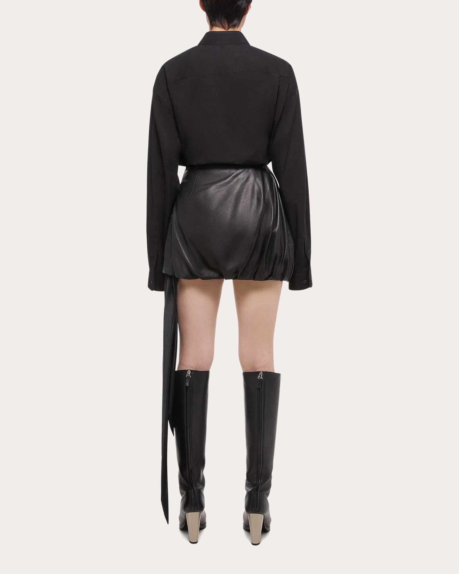 Leather Bubble Mini Skirt