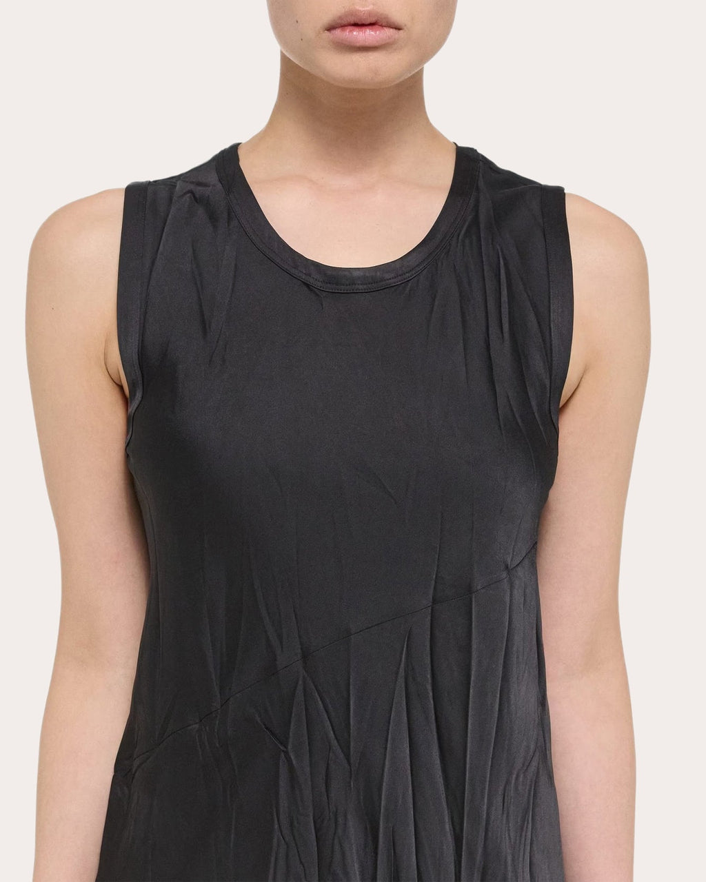 Crushed Satin Tank Dress