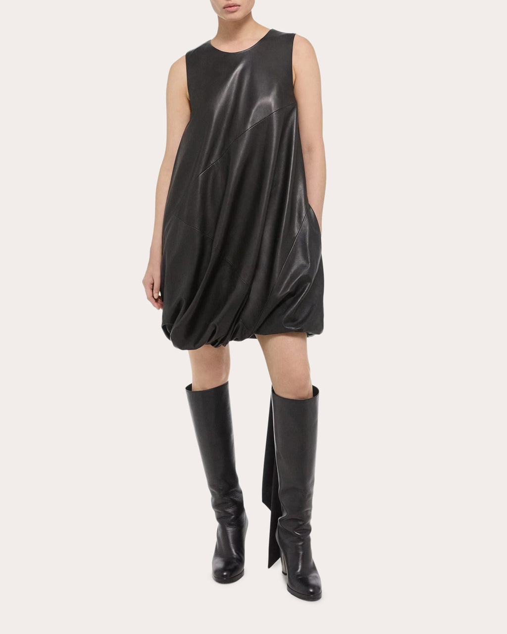 Leather Bubble Mini Dress