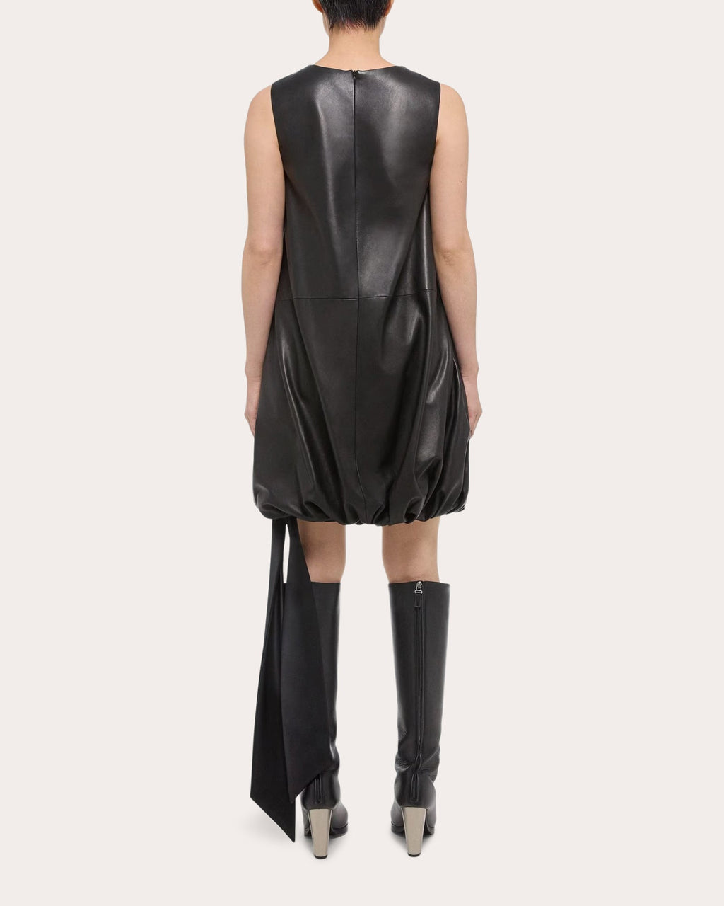 Leather Bubble Mini Dress