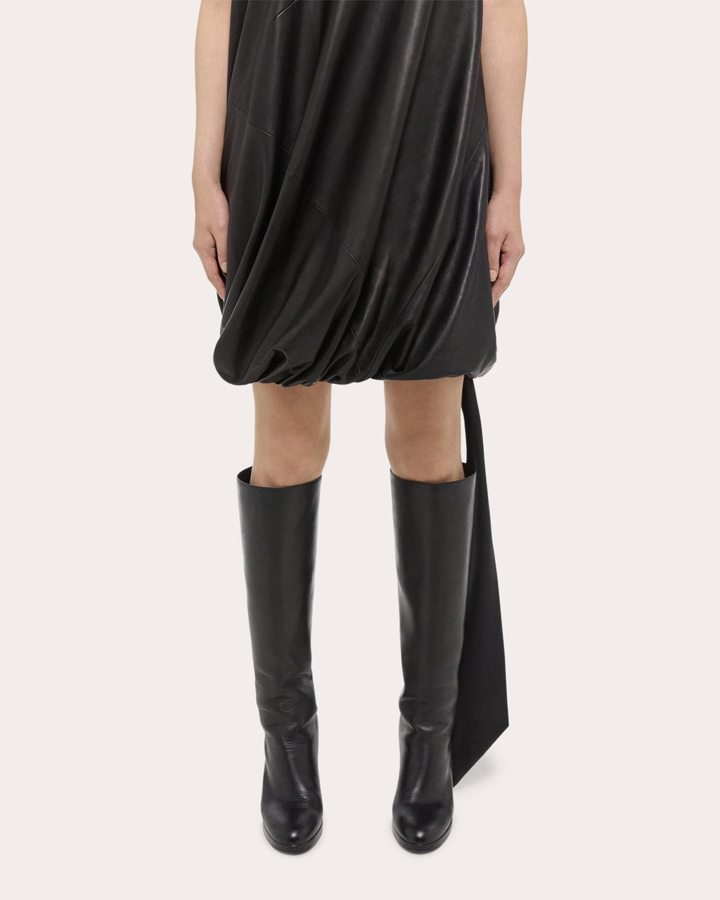 Leather Bubble Mini Dress
