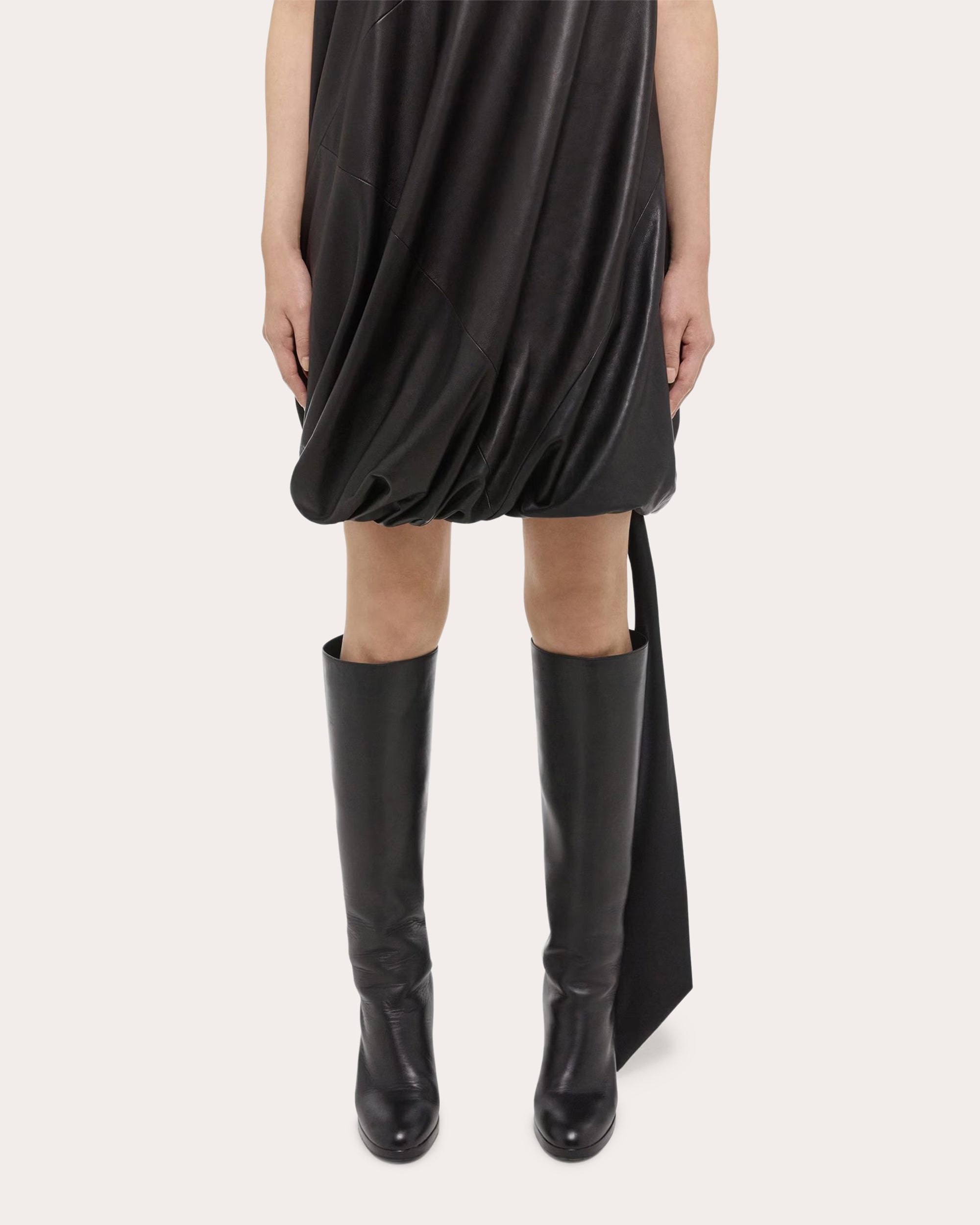 Leather Bubble Mini Dress