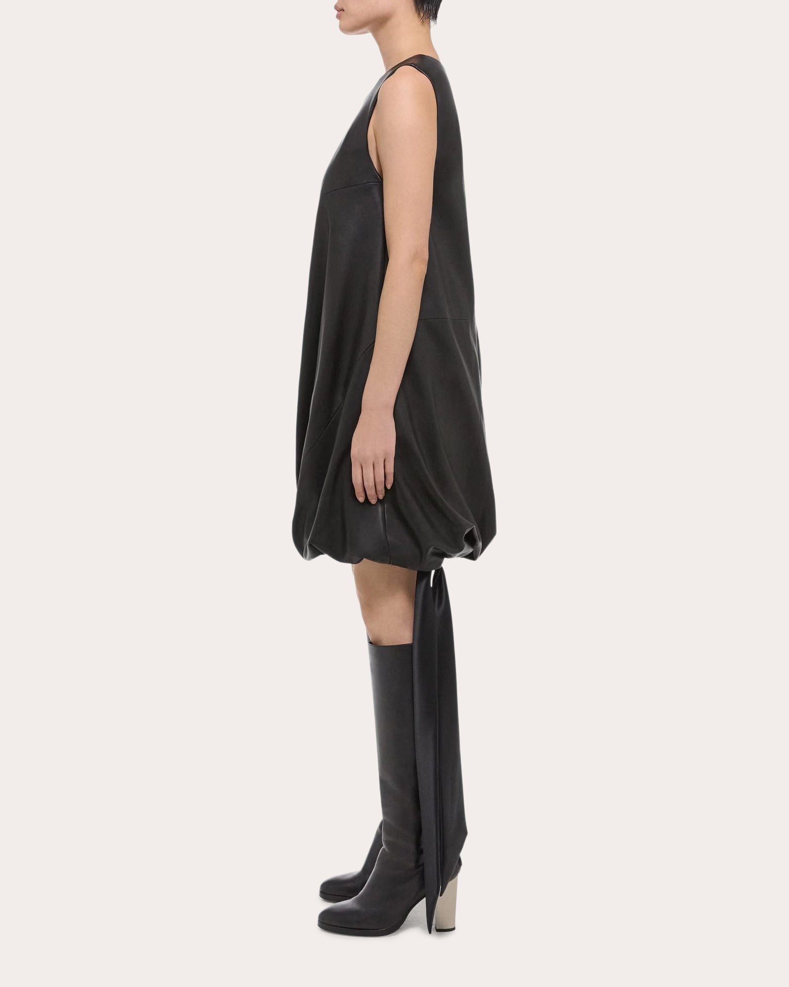 Leather Bubble Mini Dress