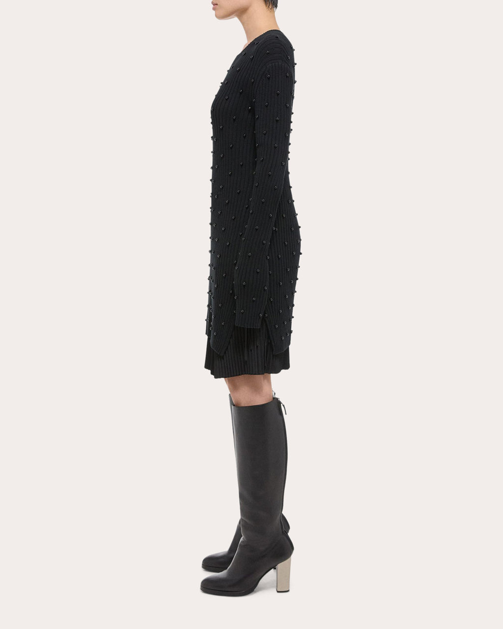 Embellished Sweater Mini Dress