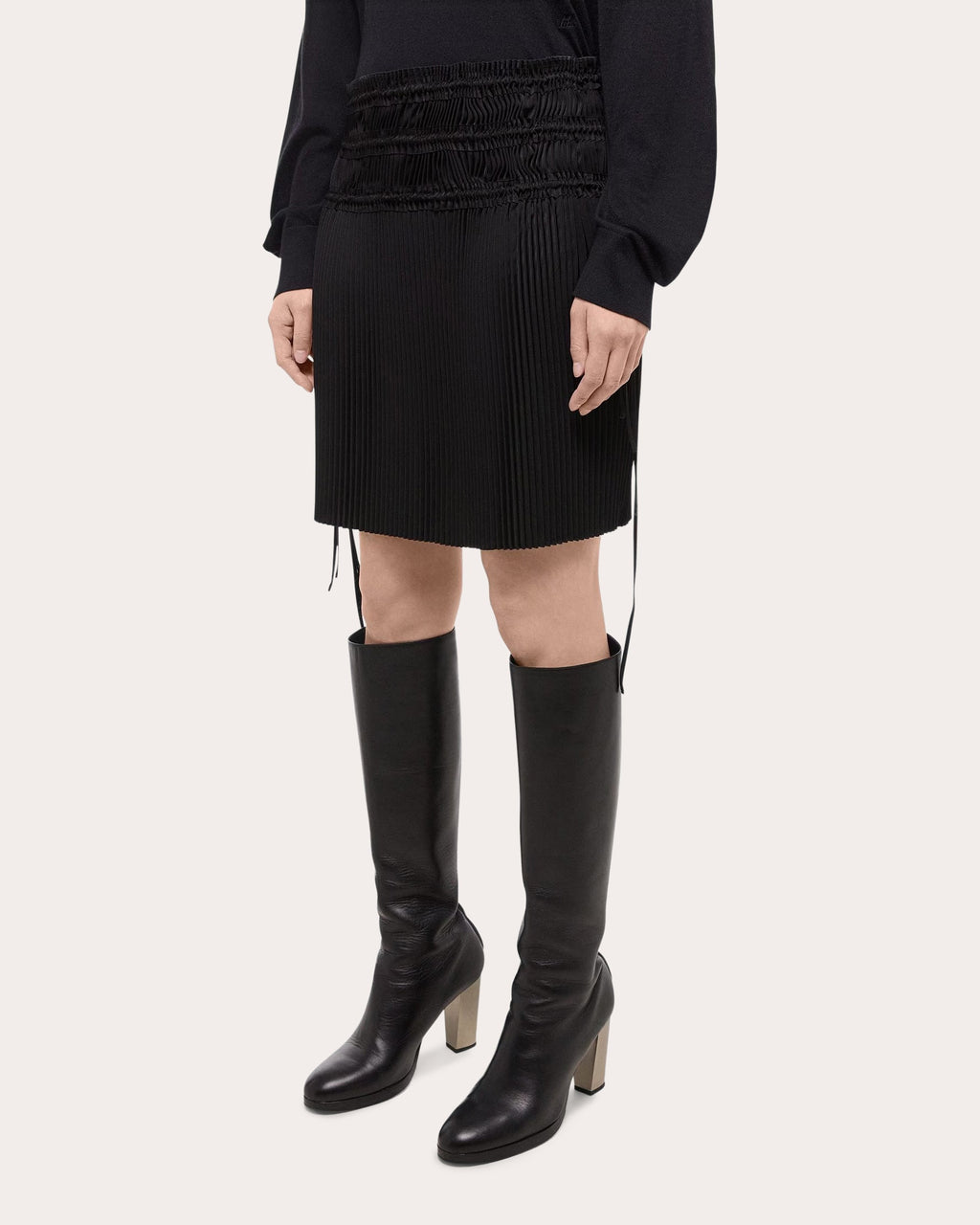 Pleated Satin Skirt