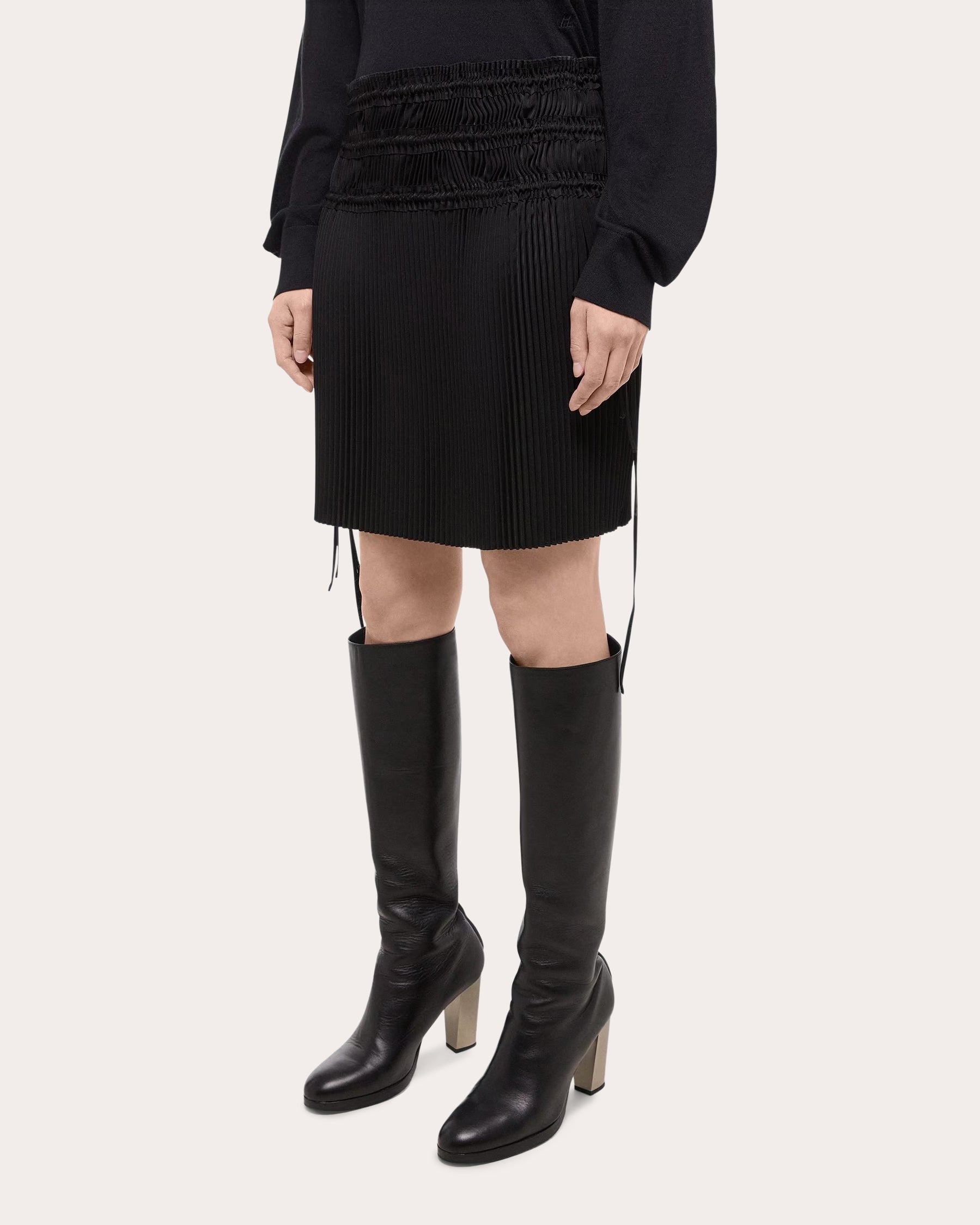 Pleated Satin Skirt
