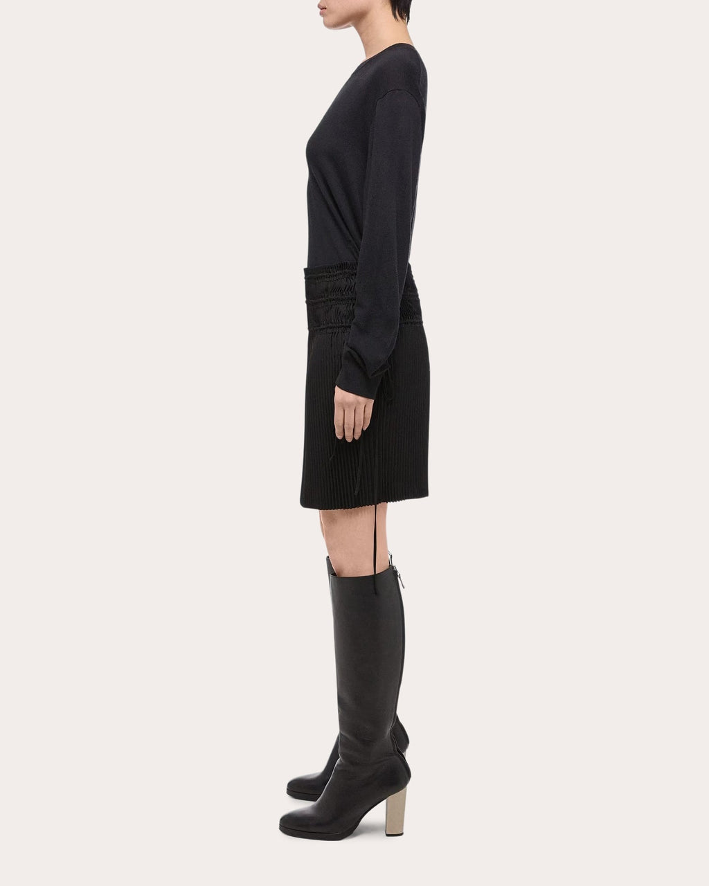 Pleated Satin Skirt